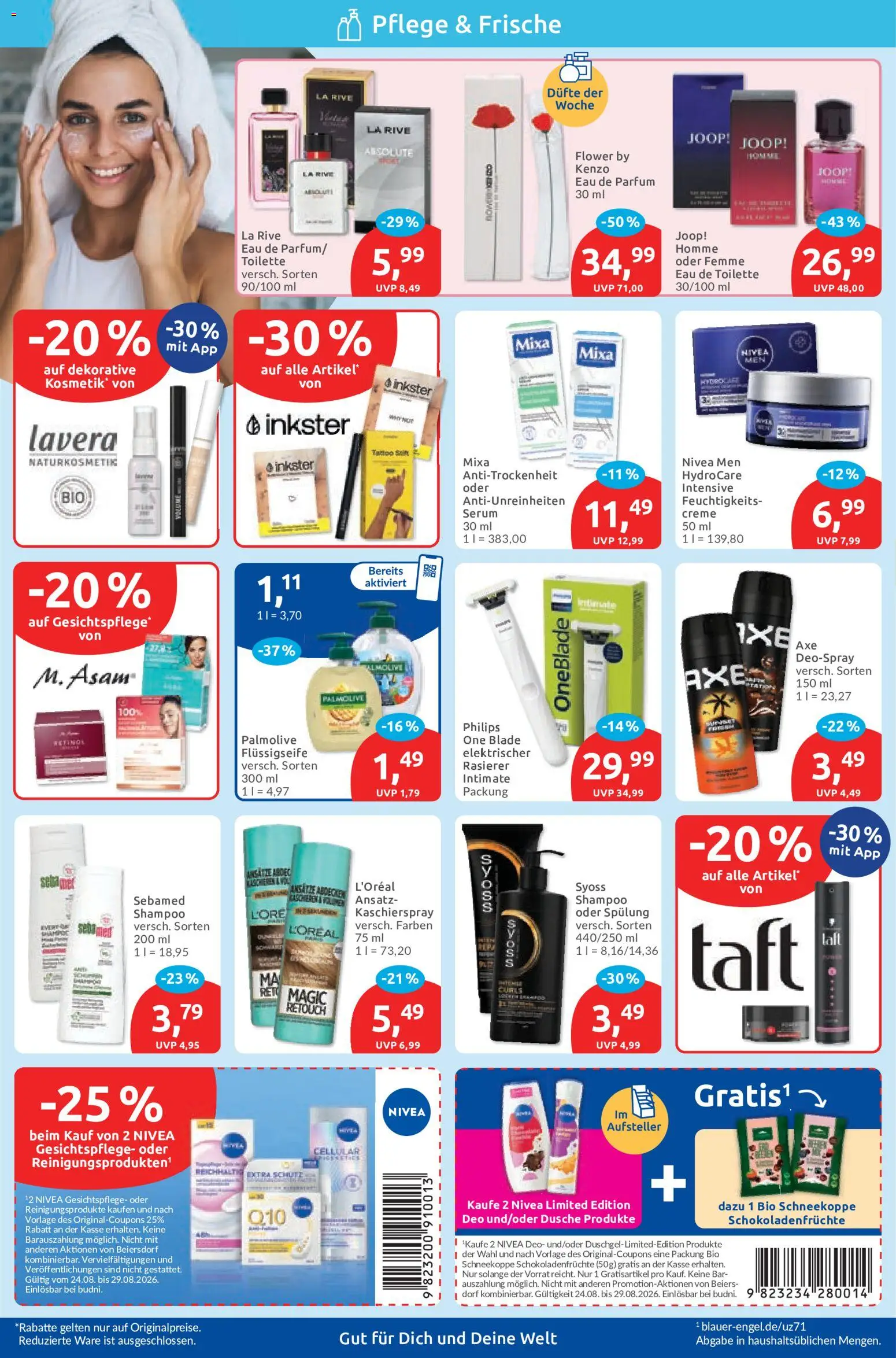 Budni Prospekt – gültig ab 24.08.2026 | Seite: 2 | Produkte: Dusche, Parfüm, Eau de Toilette, Deospray