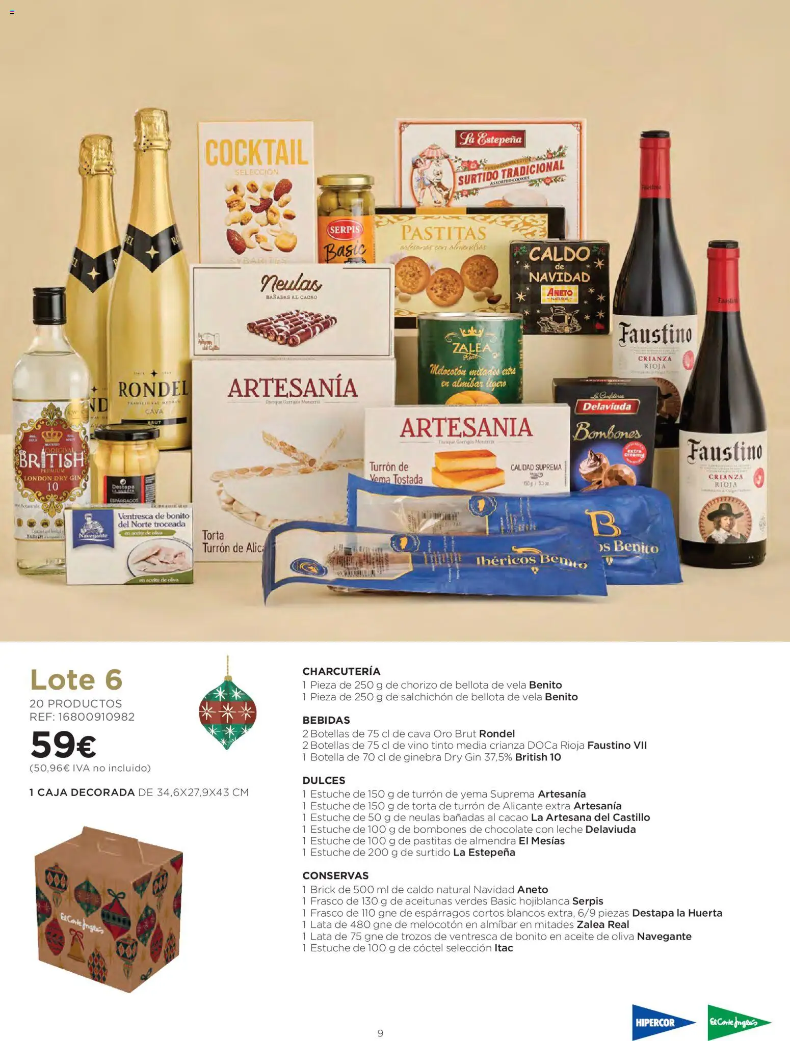 Hipercor - Cestas de Navidad │ válido desde el 08/10/2026 | Página: 9 | Productos: Chocolate, Espárragos, Aceite de oliva, Dulces