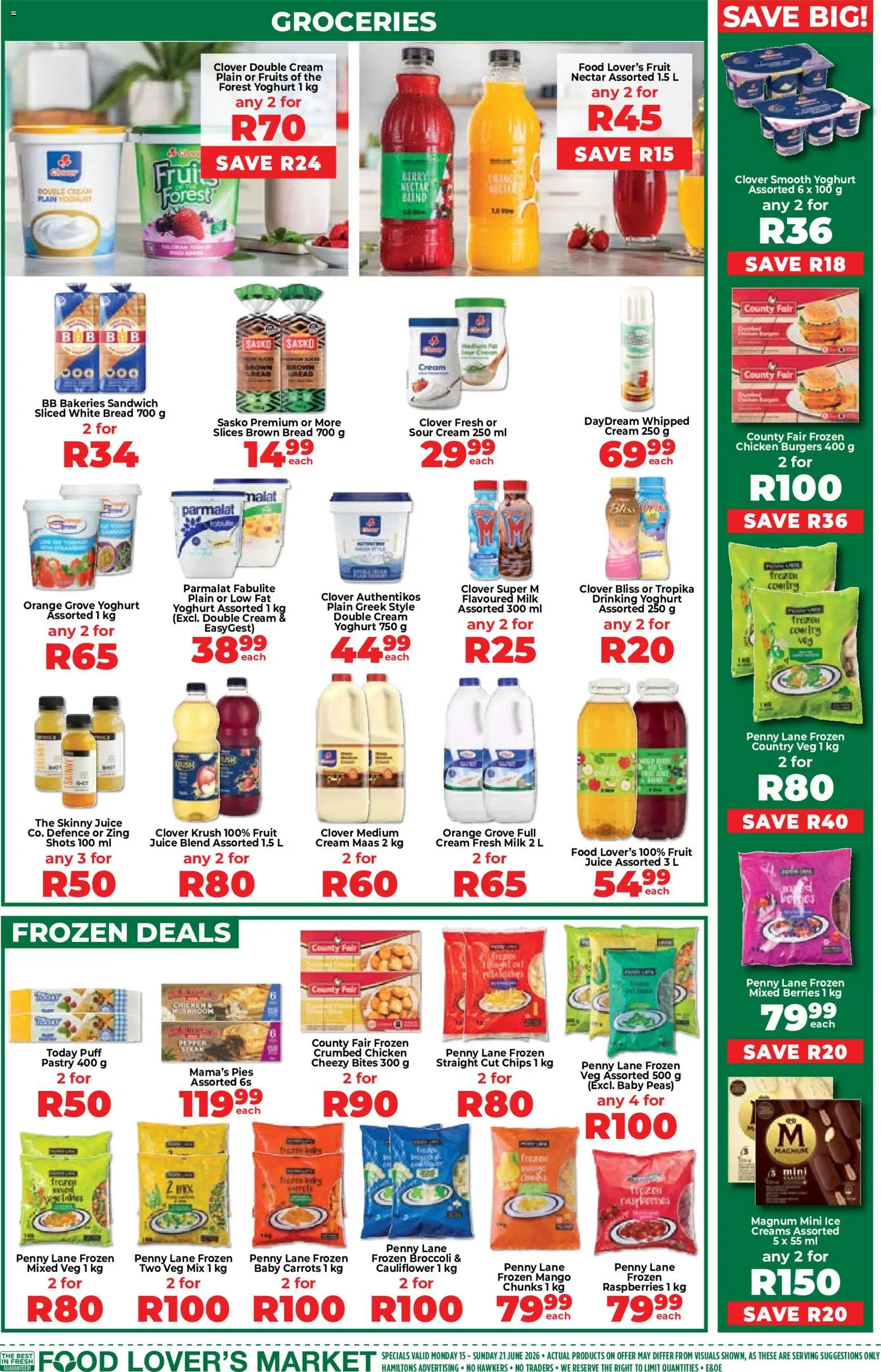 New Food Lover's Market catalogue – valid from 15.06.2026 | Page: 3 | Products: Yoghurt, Milk, Carrots, Cream
