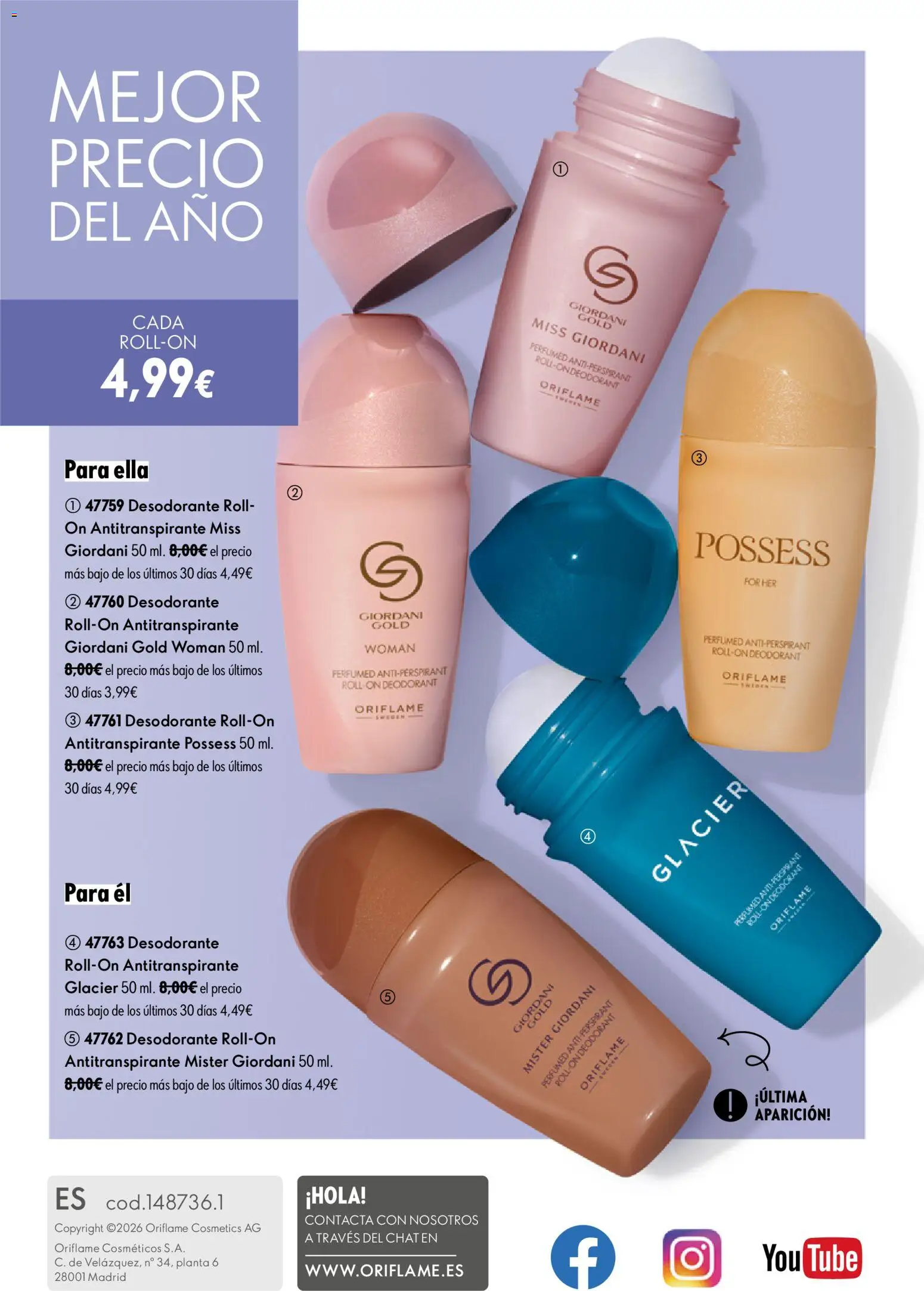 Oriflame - Catálogo Campaña 11 │ válido desde el 05/08/2026 | Página: 148 | Productos: Desodorante, Antitranspirante