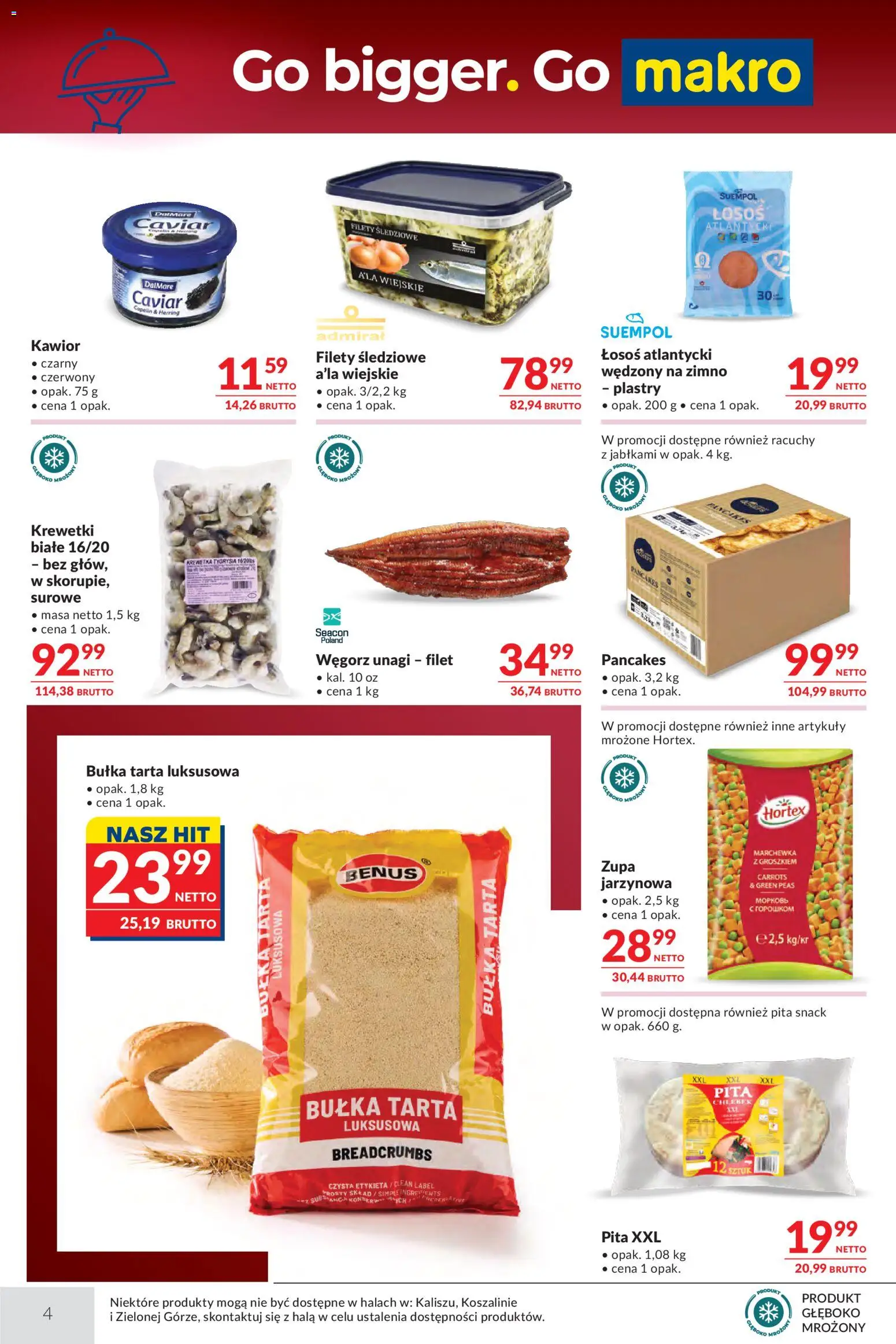 Makro gazetka - Oferta dla Gastronomii od 29.09.2026 | Strona: 4 | Produkty: Krewetki białe, Bułka, Pita, Pancakes