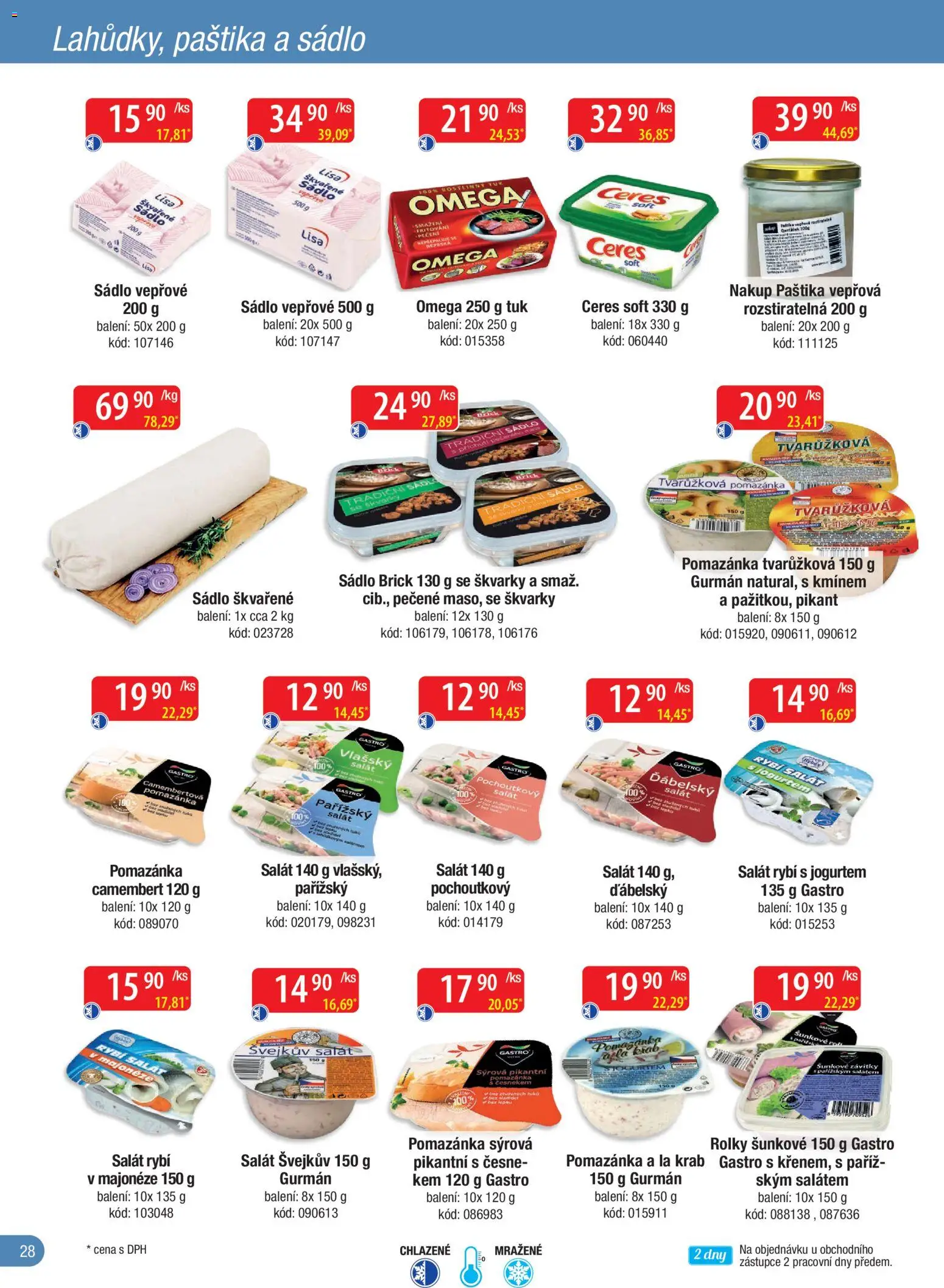 Astur & Qanto leták - Velkoobchod fresh 09/2026 od 01.09.2026 | Strana: 28 | Produkty: Sádlo, Pomazánka, Camembert, Paštika