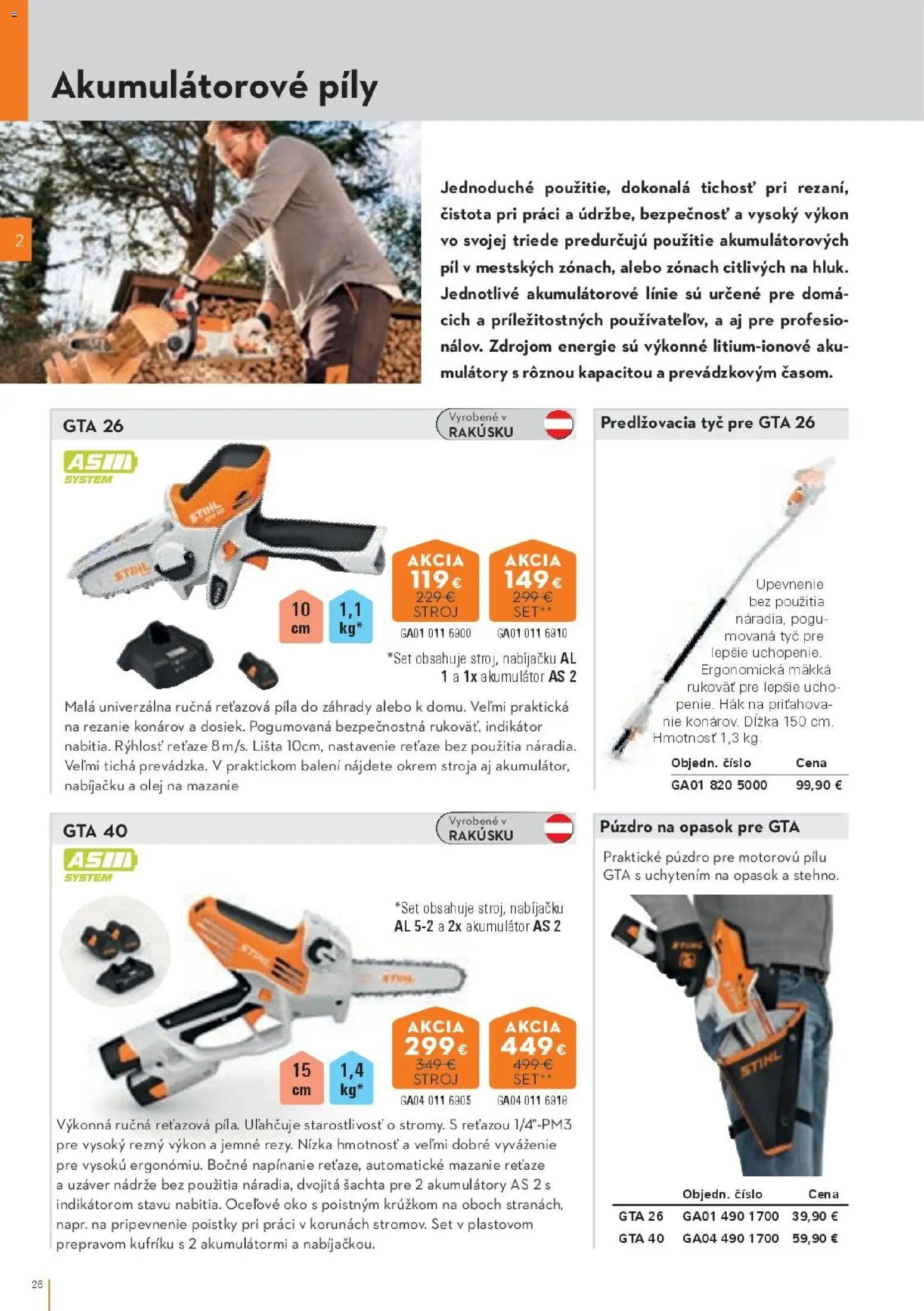 Nové STIHL akcie – leták je platný od 19.08.2026 | Strana: 26 | Produkty: Reťazová píla, Píla, Aku, Akumulátor