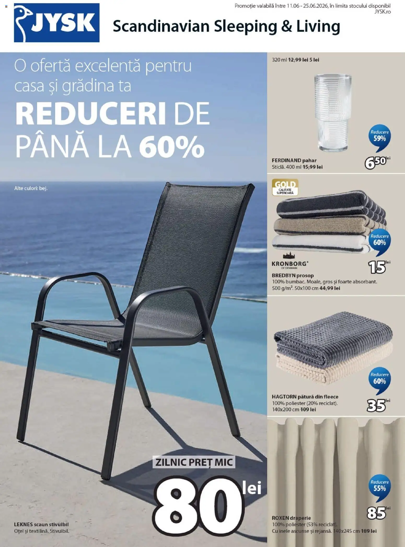 Noul catalog JYSK – valabil de la 11.06.2026 | Pagină: 1 | Produse: Pătură, Scaun