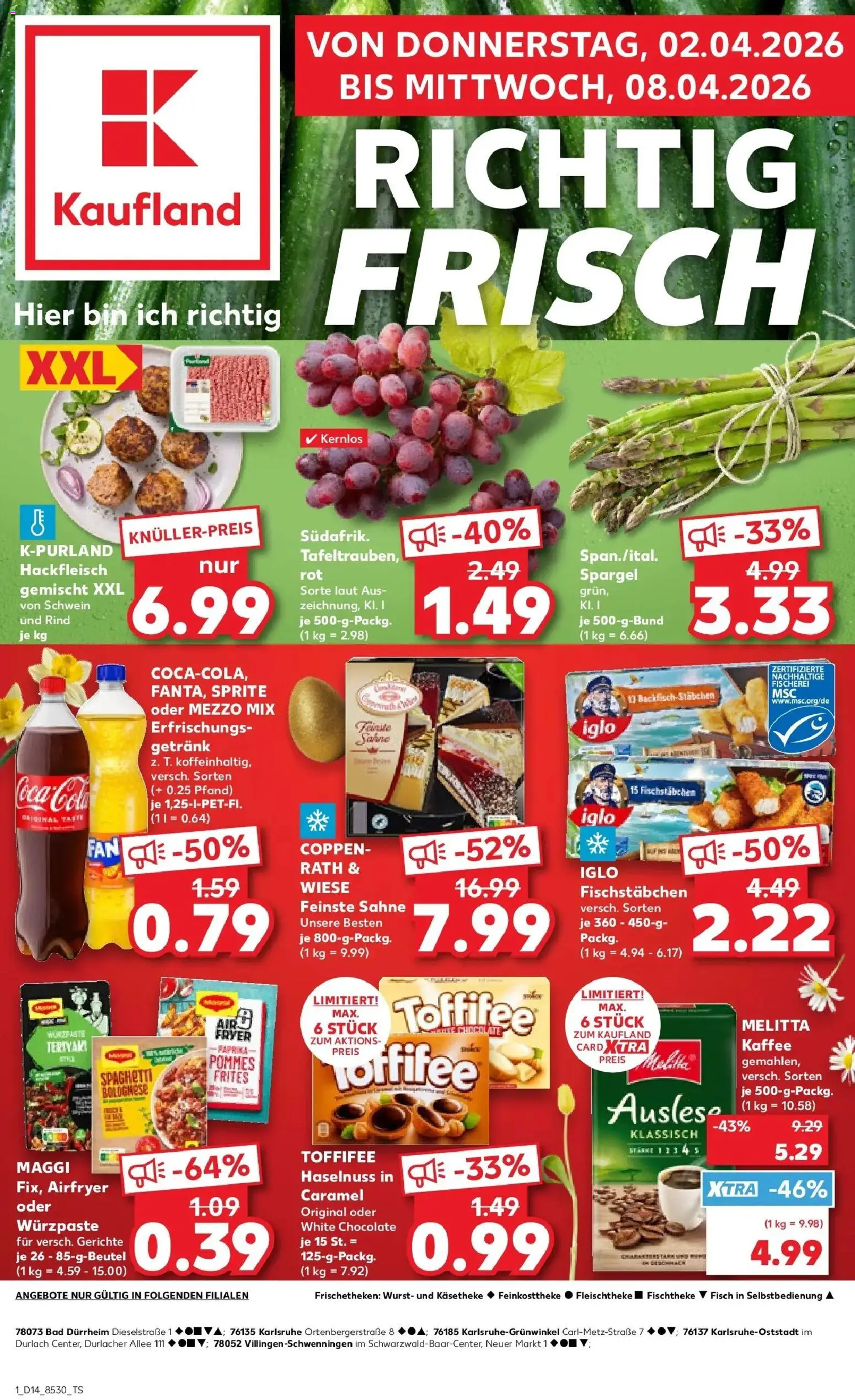 Kaufland Prospekt Bad Dürrheim	 – gültig ab 02.04.2026 | Seite: 1 | Produkte: Melitta kaffee, Mezzo mix, Bad, Wurst