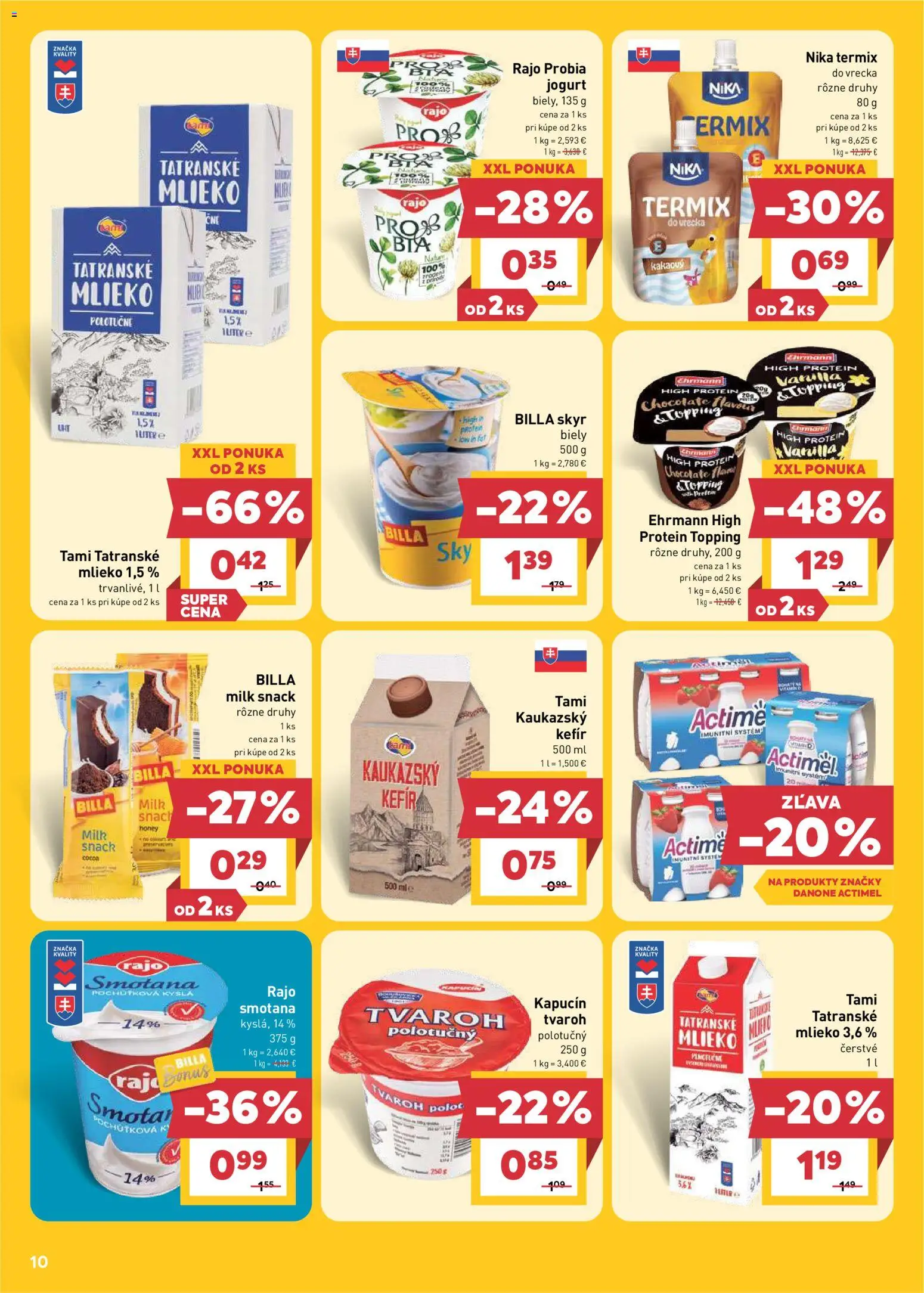 Nové Billa akcie – leták je platný od 27.05.2026 | Strana: 10 | Produkty: Mlieko, Jogurt, Smotana, Skyr