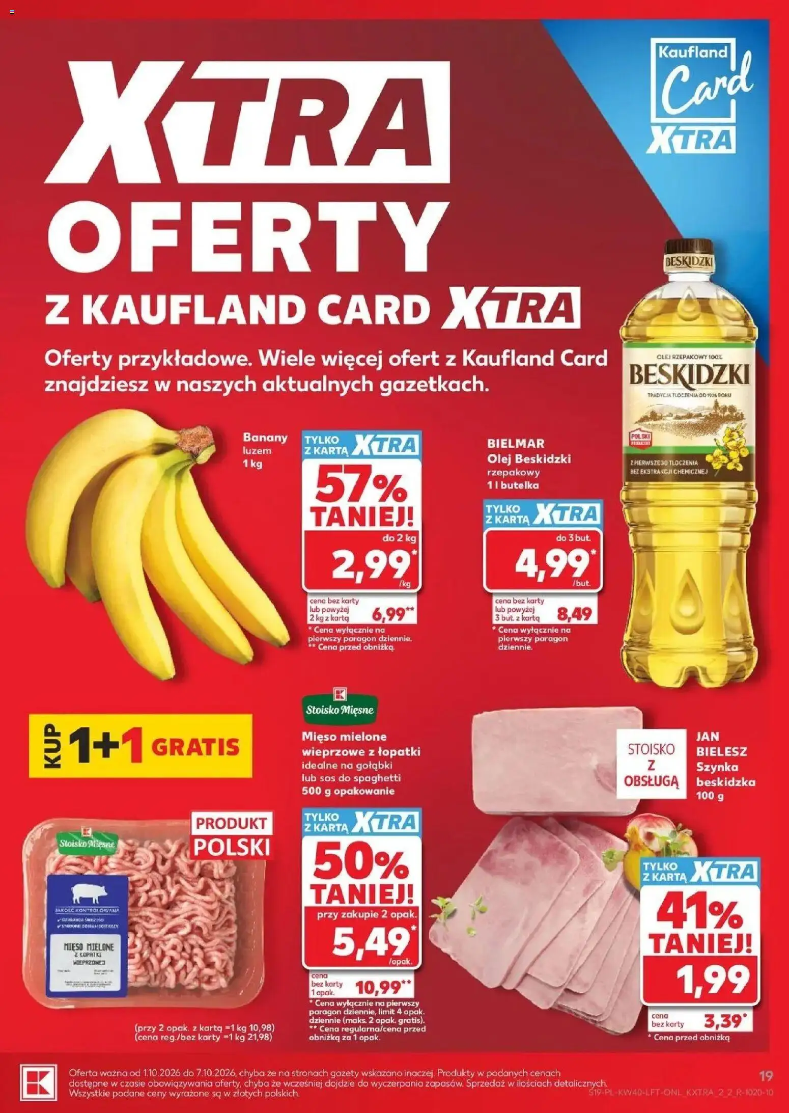 Kaufland gazetka od 01.10.2026 - od jutra PDF | Strona: 19 | Produkty: Gołąbki, Mięso mielone z łopatki, Sos do spaghetti, Banany