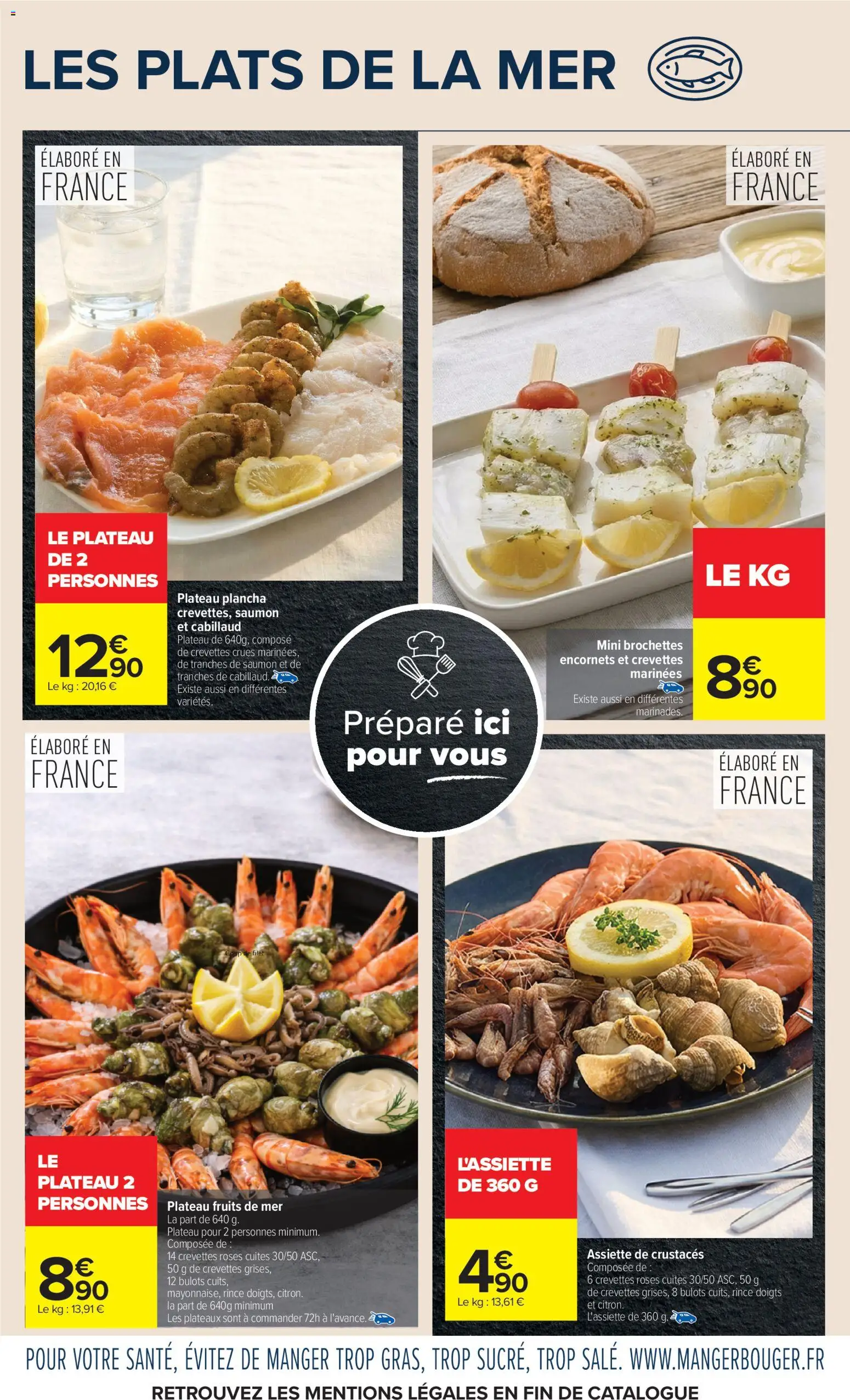 {H1} | Page: 5 | Produits: Plancha, Plateau, Crevettes crues, Saumon