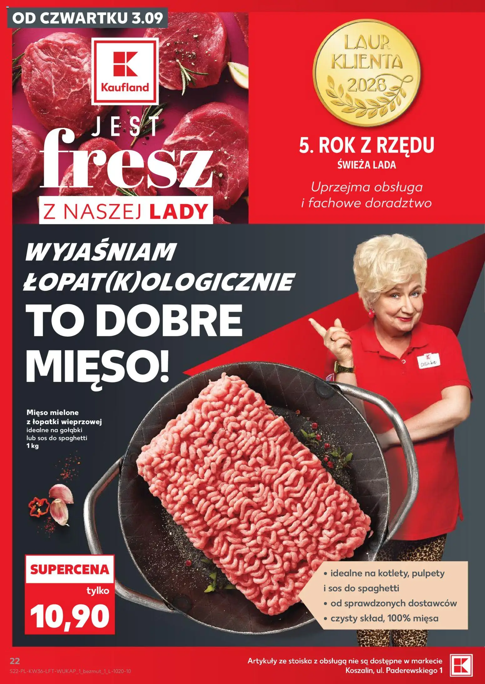 Kaufland gazetka od 03.09.2026 | Strona: 22 | Produkty: Gołąbki, Spaghetti, Mięso mielone, Sos