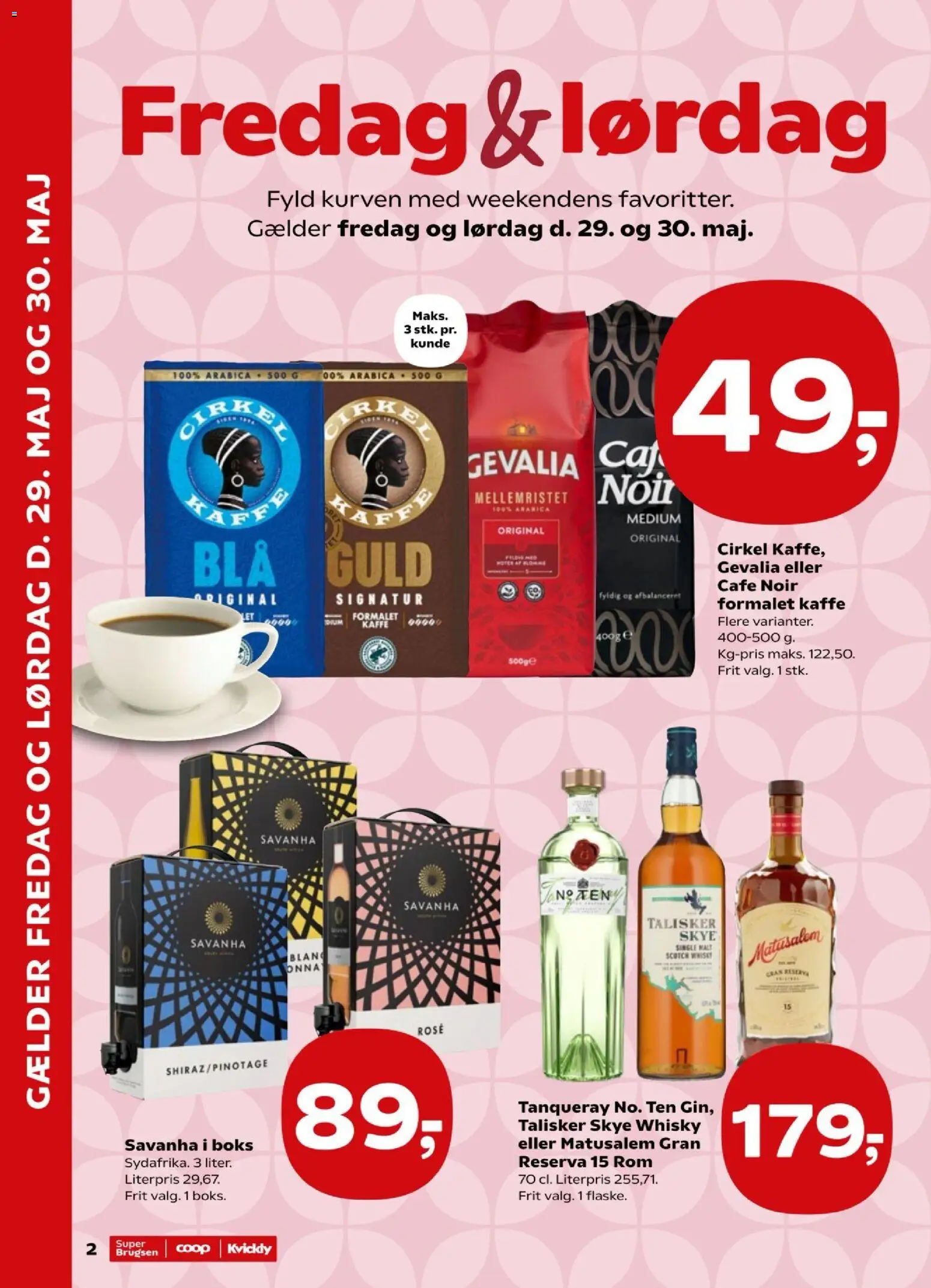 Super Brugsen tilbudsavis – gyldig fra 29.05.2026 | Side: 2 | Produkter: Boks, Kaffe, Whisky, Rom