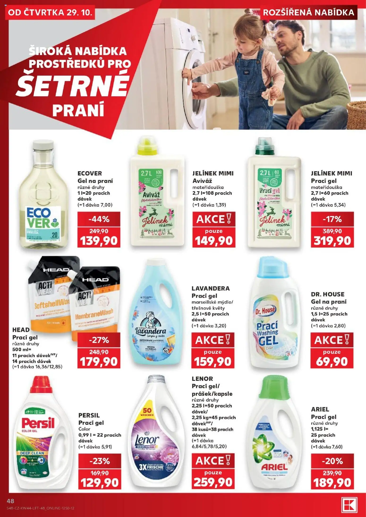 Kaufland leták - Plzeň Bory od 29.10.2026 | Strana: 48 | Produkty: Lenor, Prací gel, Gel na praní, Ariel