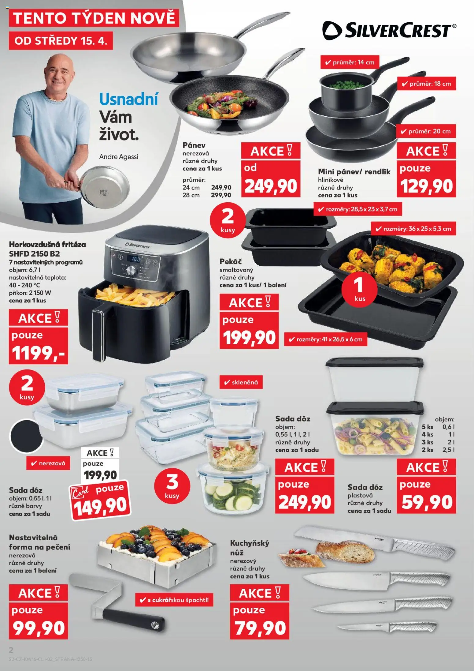 Kaufland leták - Chomutov od 15.04.2026 | Strana: 2 | Produkty: Pánev, Pekáč, Rendlík, Horkovzdušná fritéza
