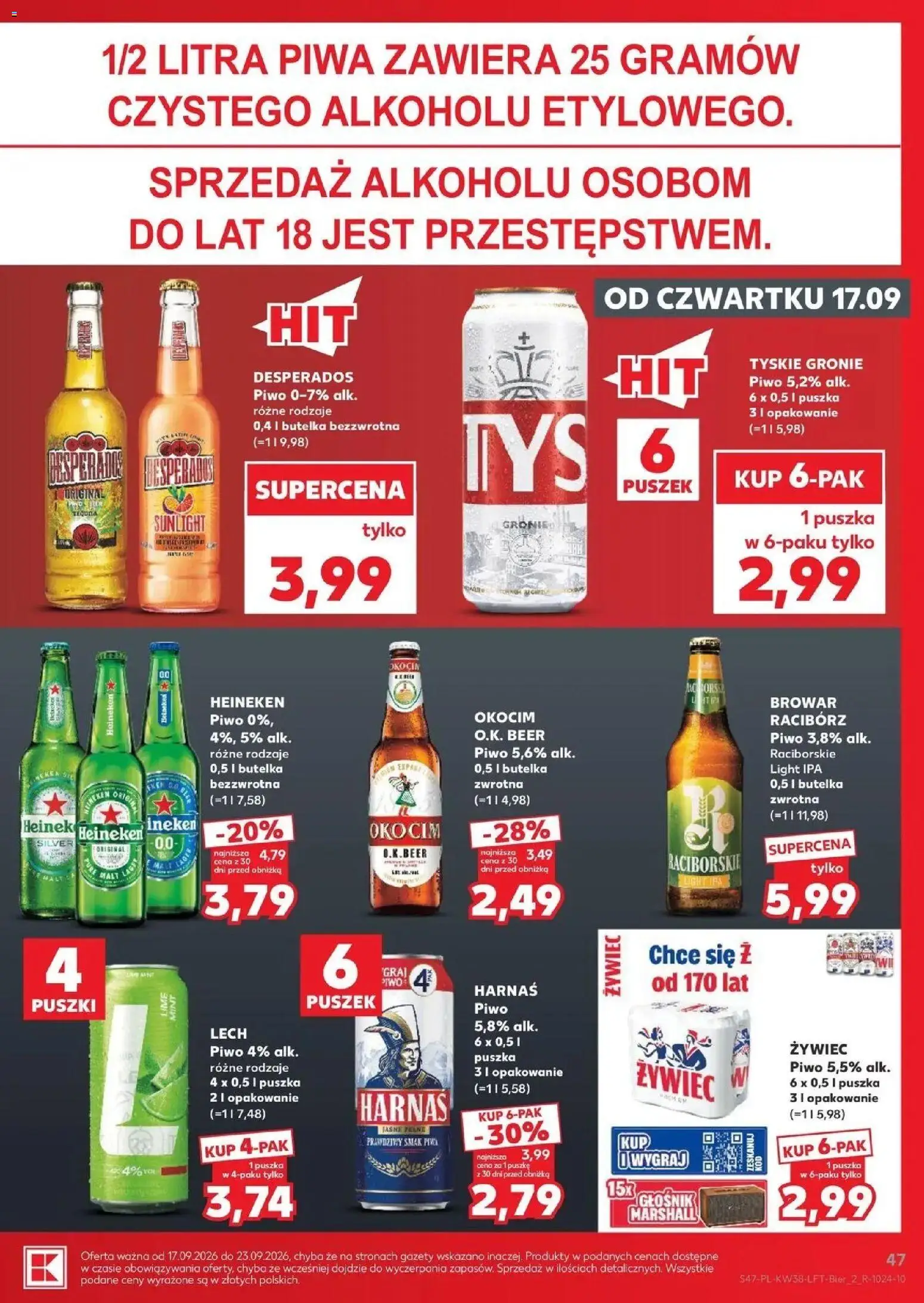 Kaufland gazetka od 17.09.2026 - od jutra PDF | Strona: 47 | Produkty: Gazety, Tyskie, Piwo, Desperados