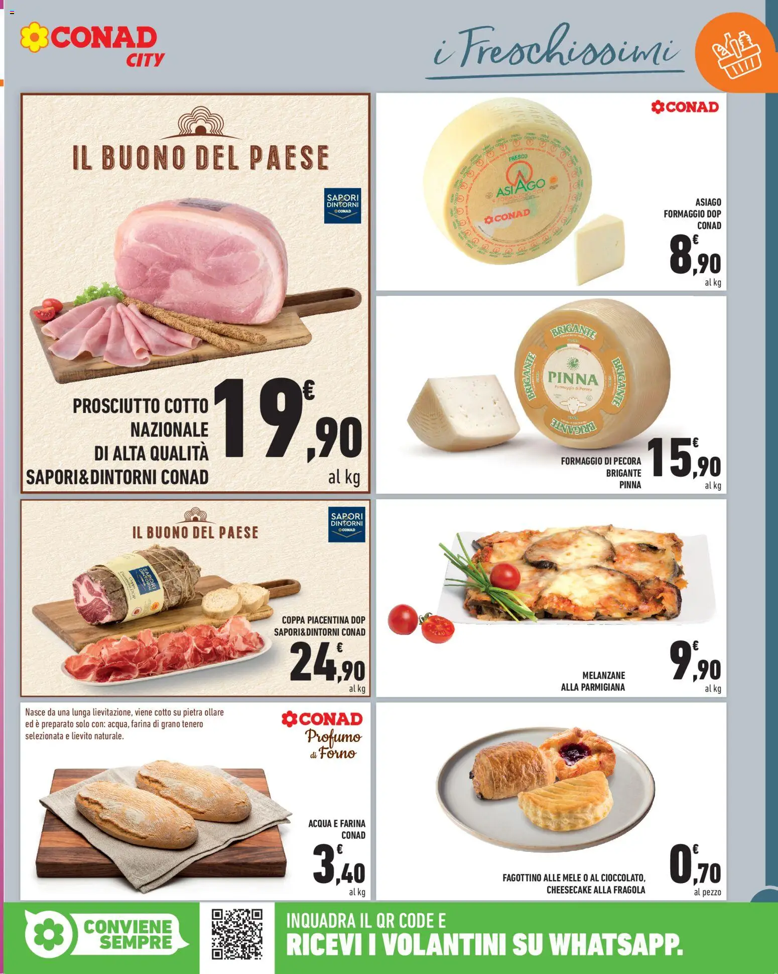 Volantino Conad del 30/10/2026 | Pagina: 5 | Prodotti: Prosciutto, Formaggio asiago, Cheesecake, Profumo
