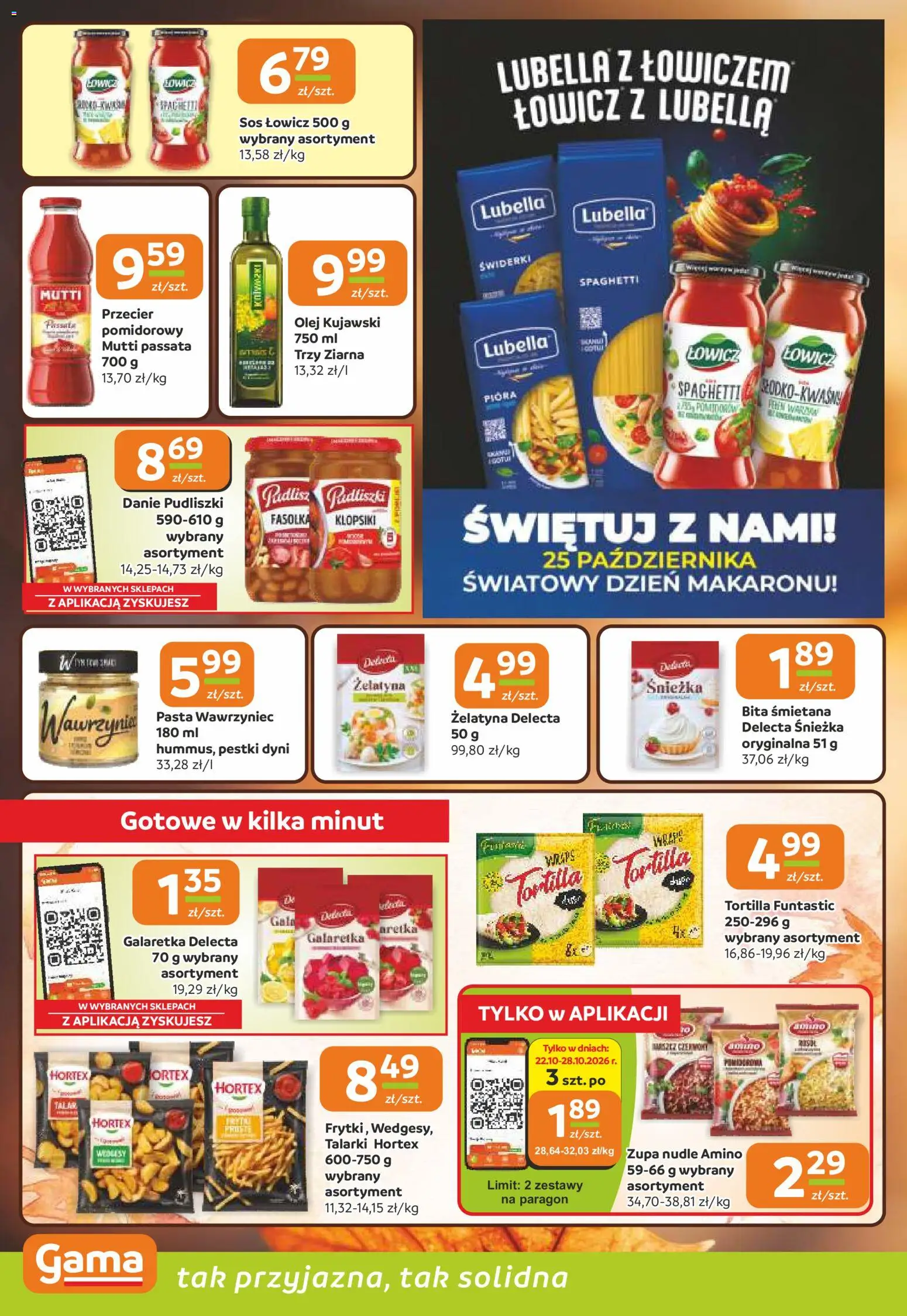 Gama gazetka od 22.10.2026 | Strona: 8 | Produkty: Zupa, Pasta, Śnieżka, Śmietana