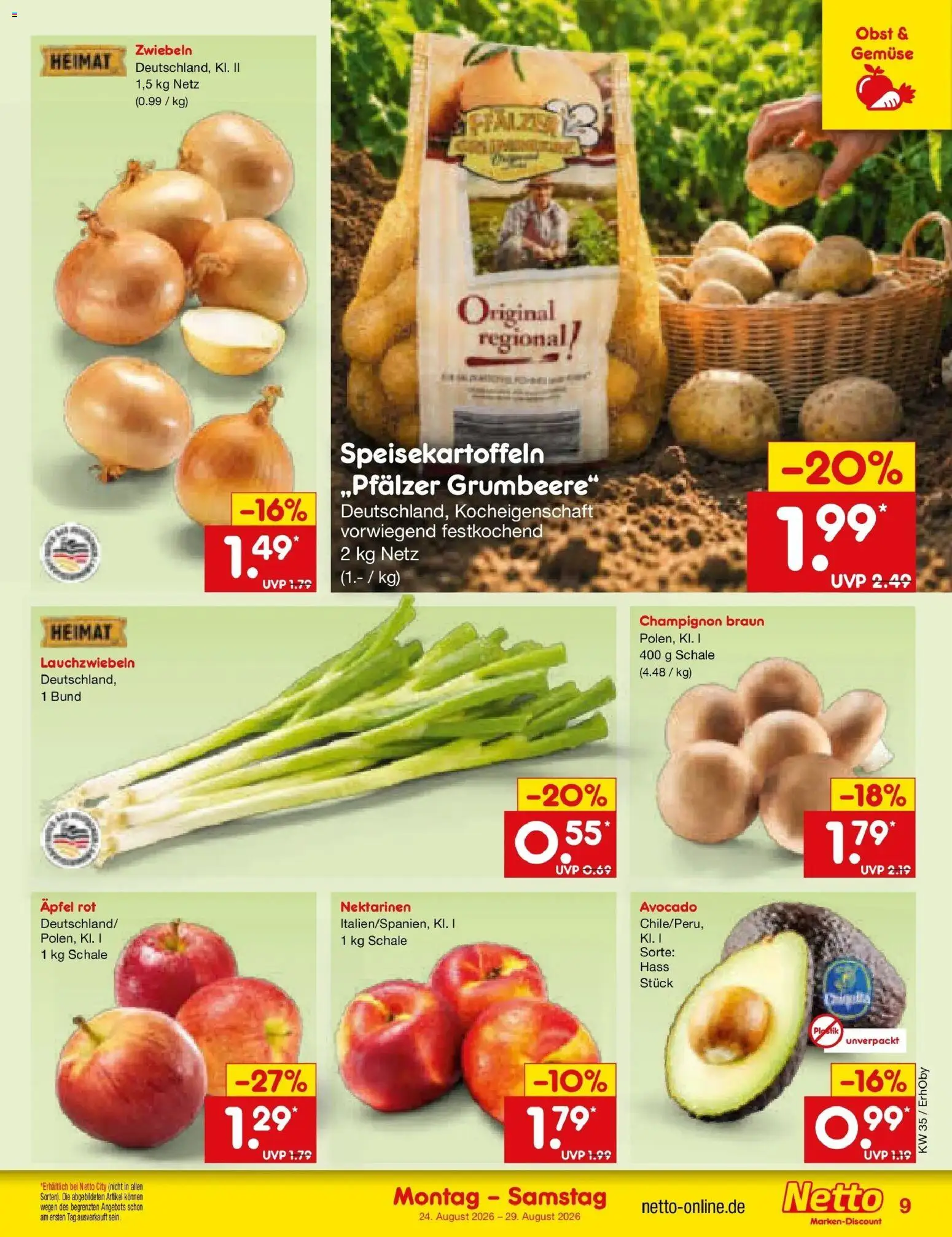 Netto Marken-Discount Prospekt München (ab 24.08.2026) » Angebote | Seite: 11 | Produkte: Äpfel, Zwiebeln, Gemüse, Obst