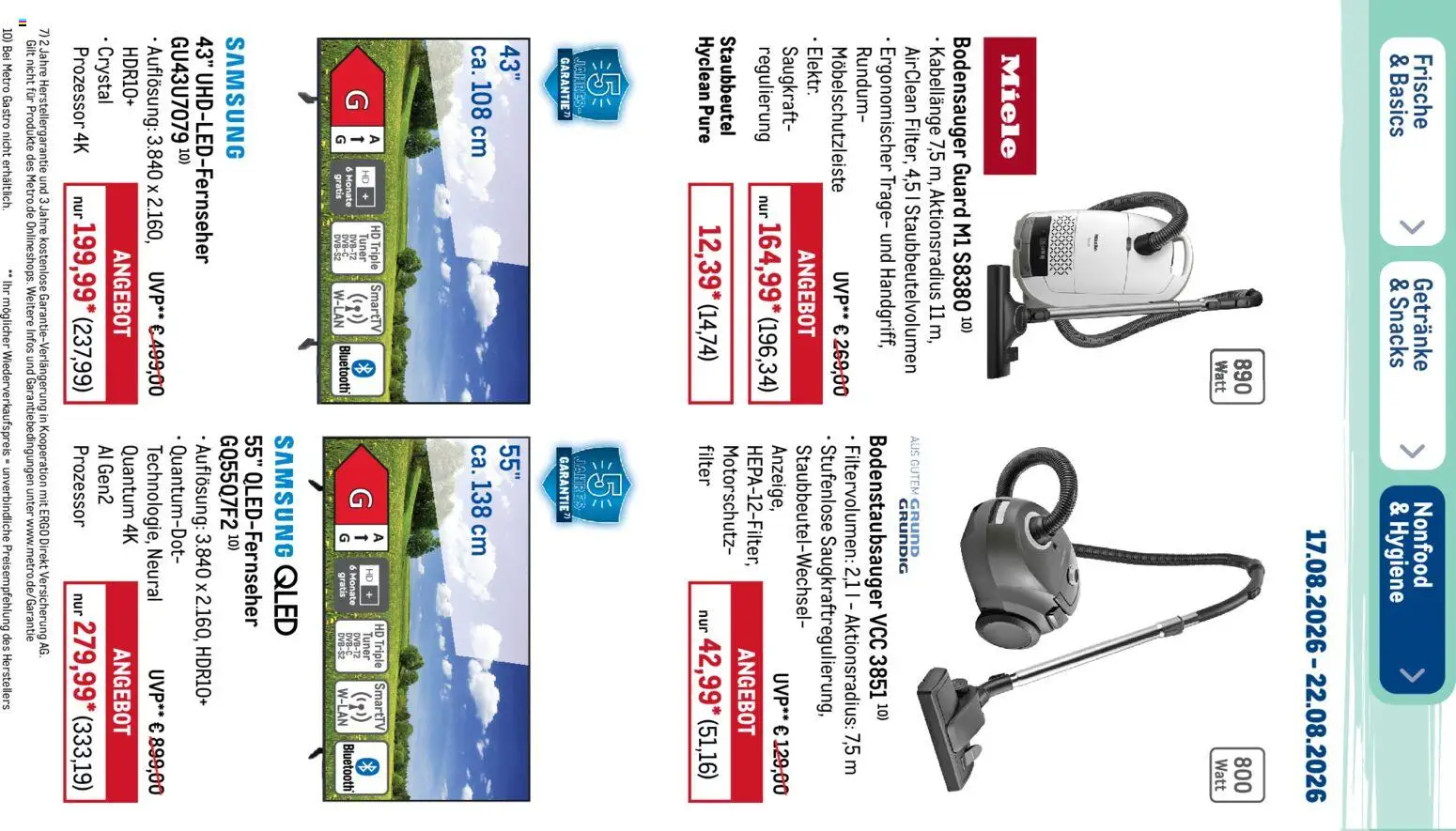 Metro NonFood-Angebote – gültig ab 17.08.2026 | Seite: 12 | Produkte: Miele, Samsung