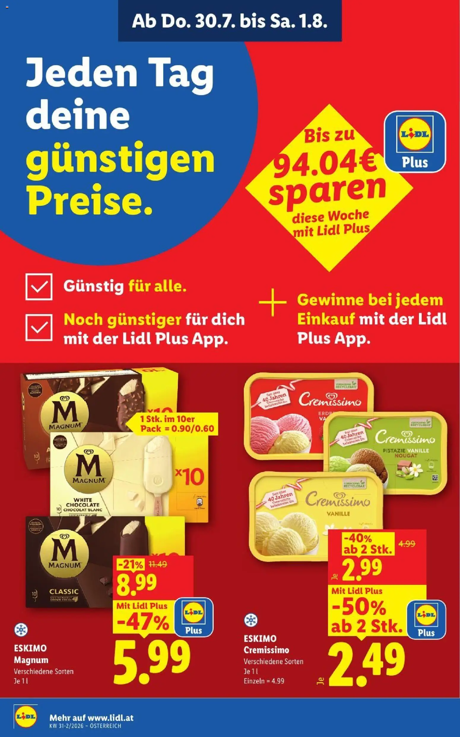 Lidl - Flugblatt gültig ab 30.07.2026 | Seite: 2 | Produkte: Pistazie, Eis, Vanille