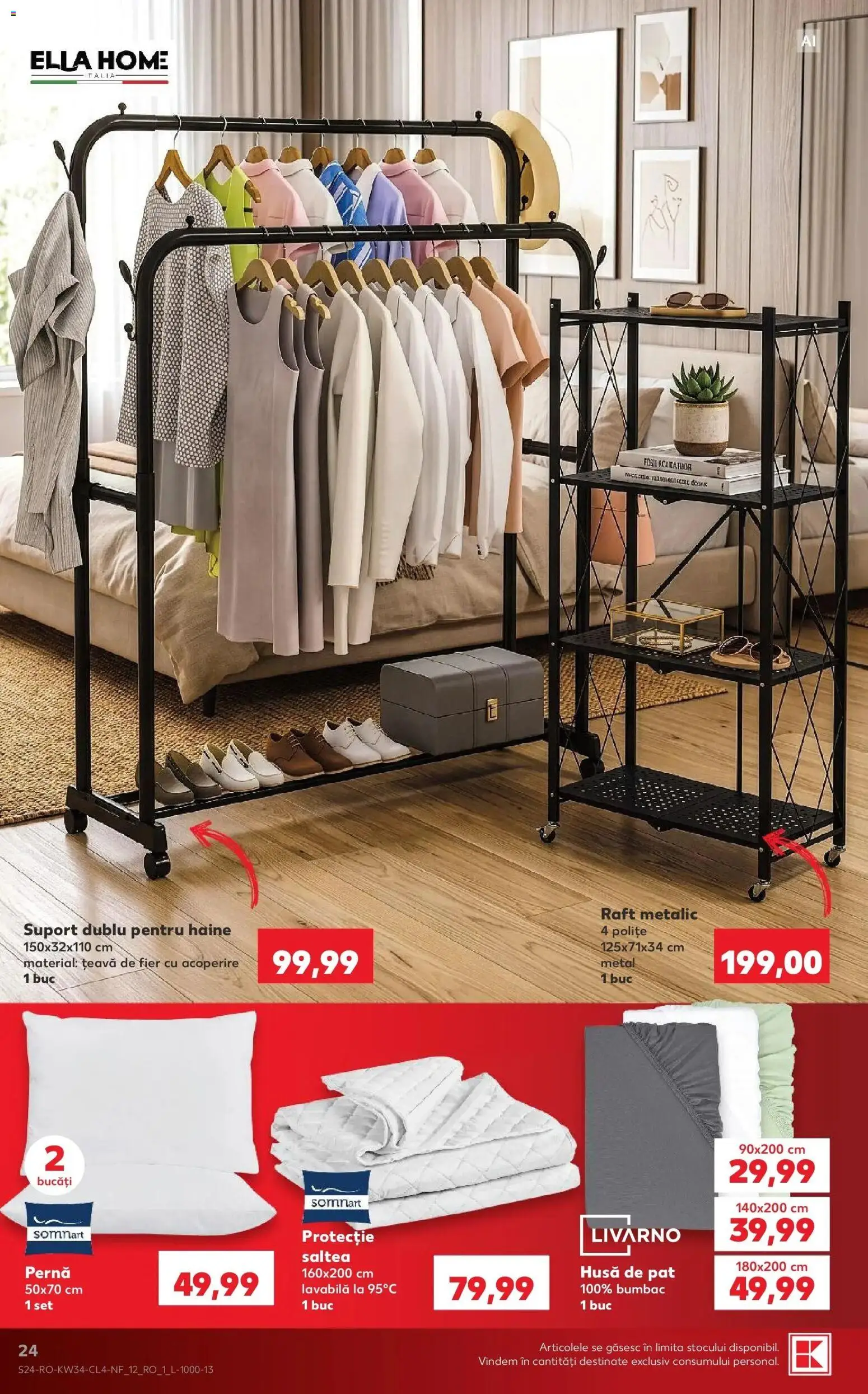 Kaufland Ploiești 19.08.2026 - Revista si Oferta | Pagină: 24 | Produse: Pat, Raft, Husa de pat, Haine