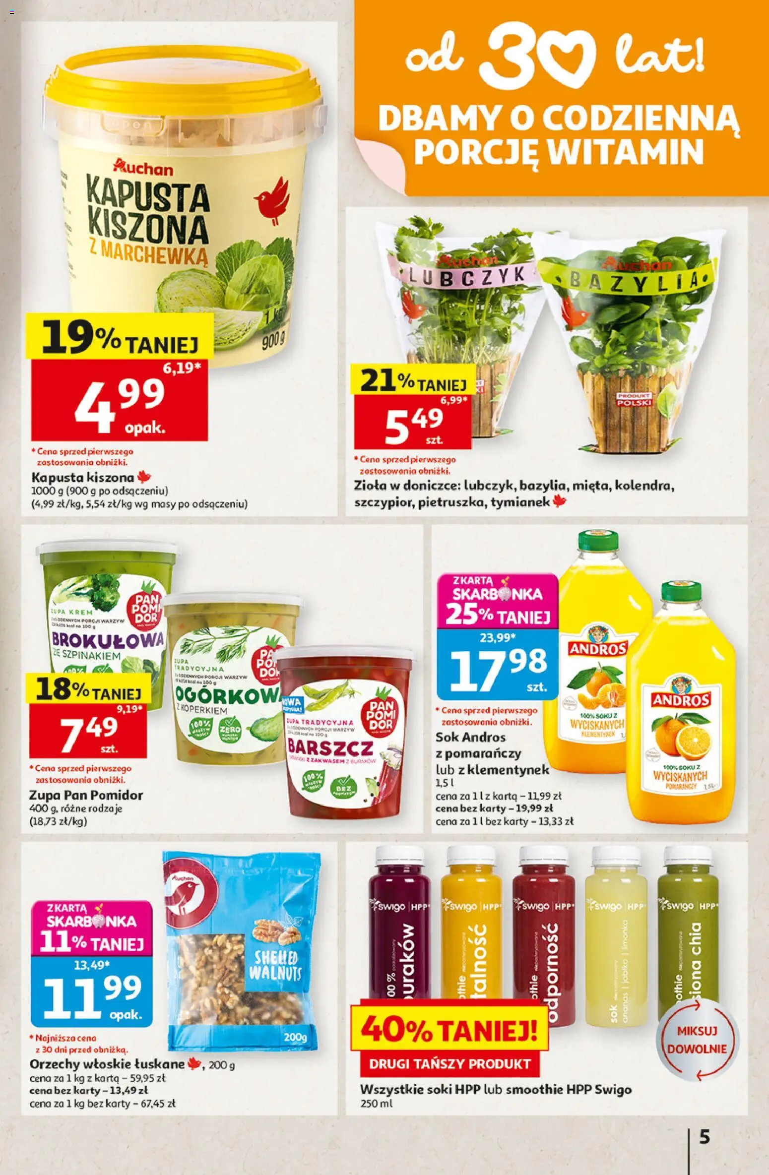 Auchan gazetka - Hipermarket od 29.10.2026 | Strona: 5 | Produkty: Smoothie, Pomidor, Orzechy włoskie, Krem
