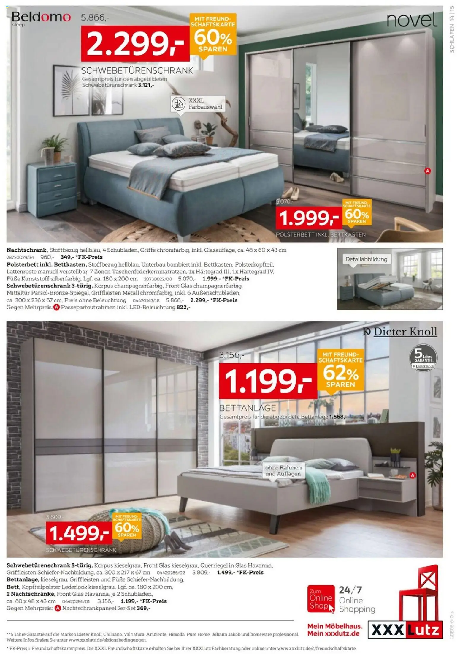 XXXLutz Schlafen Spezial – gültig ab 25.07.2026 | Seite: 15 | Produkte: Schwebetürenschrank, Polsterbett