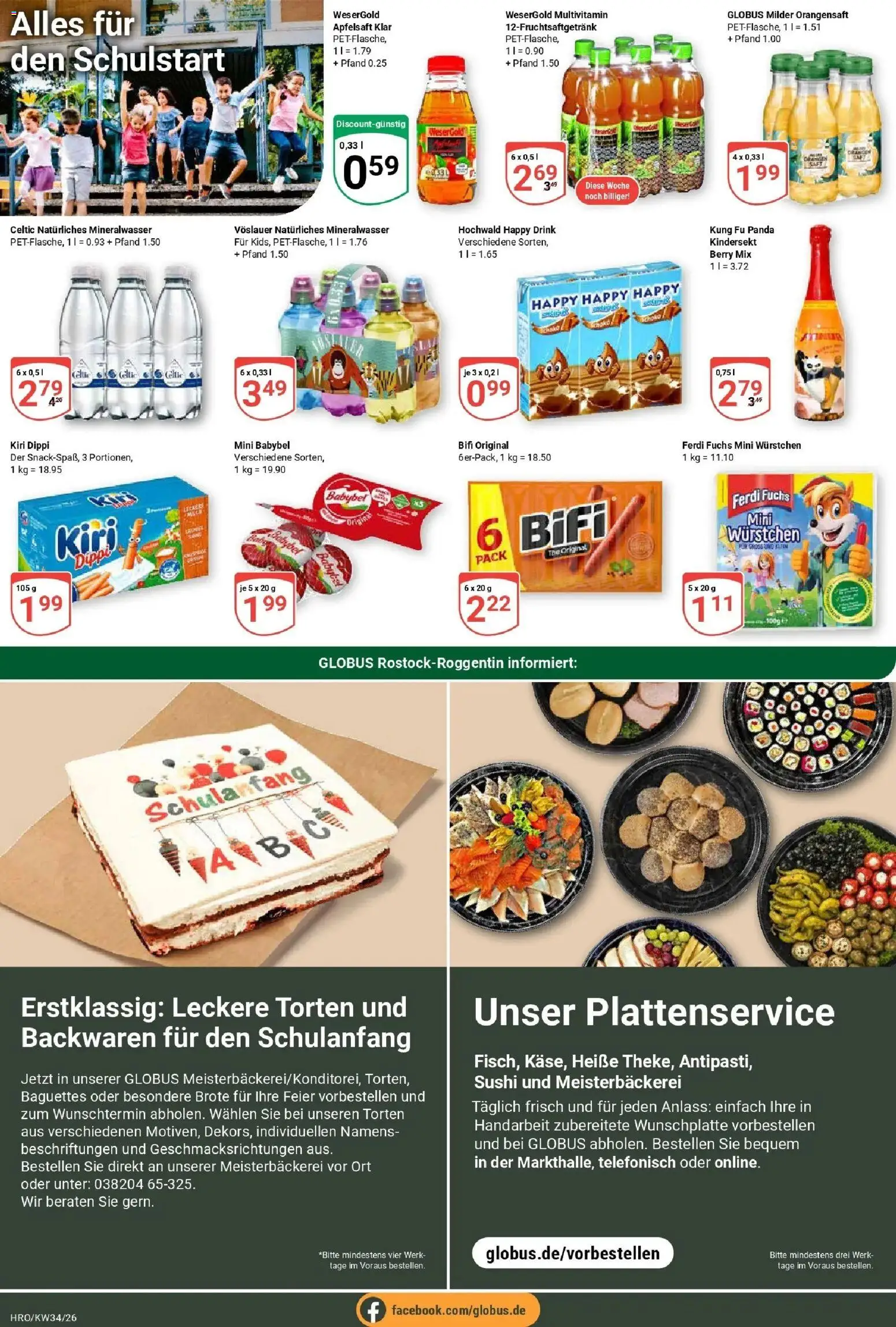 Globus Prospekt Rostock (ab 17.08.2026) » Angebote online | Seite: 22 | Produkte: Bifi, Orangensaft, Apfelsaft, Mineralwasser