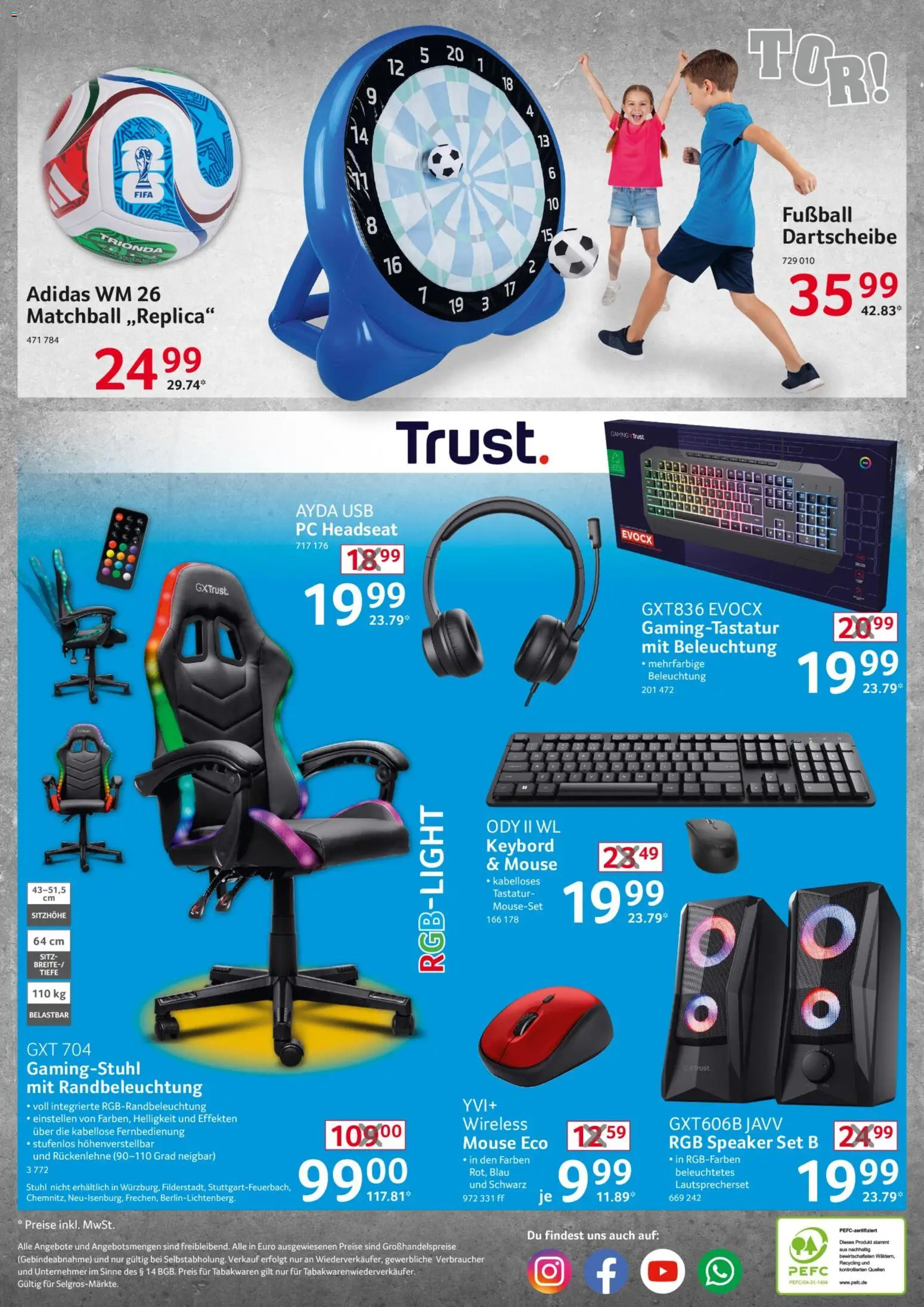 Selgros Non Food – gültig ab 18.06.2026 | Seite: 20 | Produkte: Stuhl, Gamingstuhl, Fußball, PC