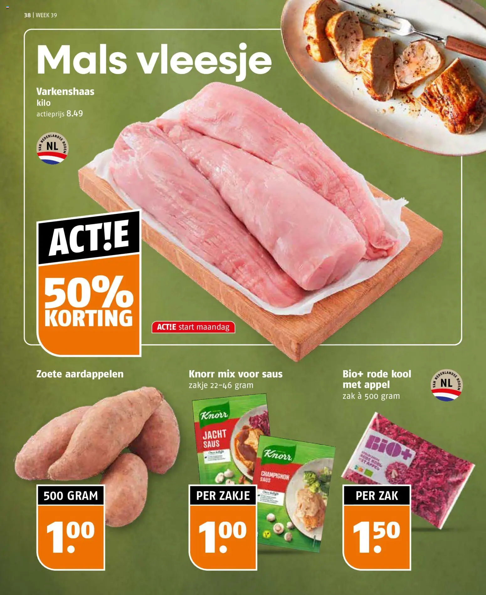 {H1} | Pagina: 38 | Producten: Kool, Zak, Aardappelen, Varkenshaas