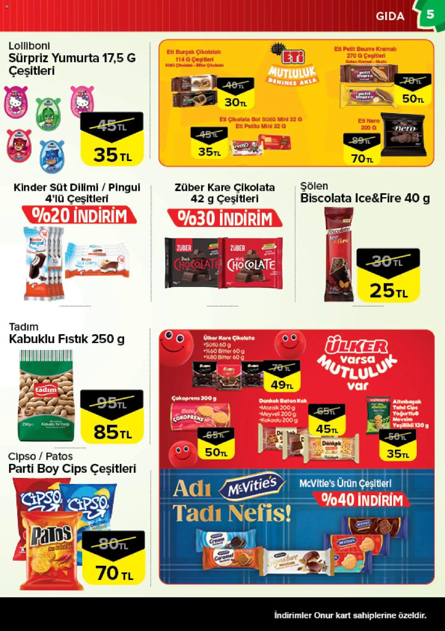 Onur Market Katalog Bursa - 29 Eylül 2026 tarihinden itibaren geçerlidir | Sayfa: 5 | Ürünler: Fıstık, Süt, Yumurta, Çikolata