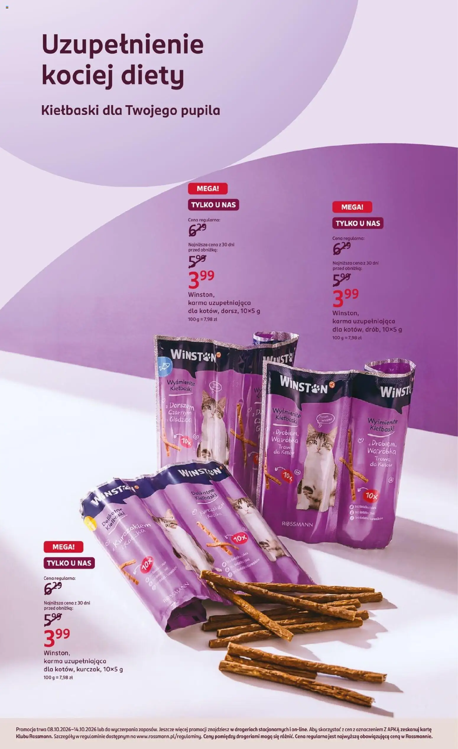 Rossmann gazetka od 08.10.2026 | Strona: 2 | Produkty: Kaczka, Wątróbka, Kiełbaski, Karma