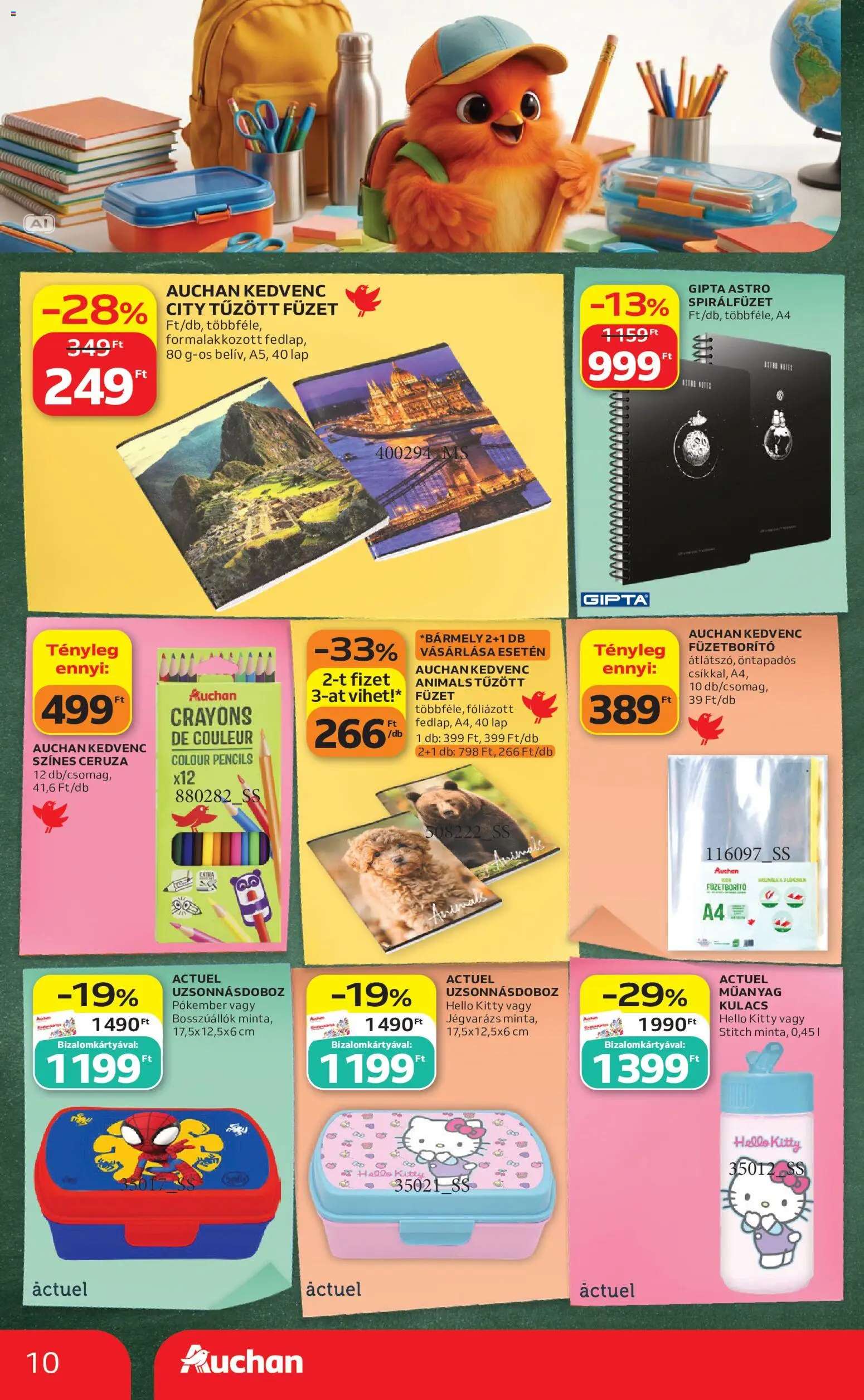 Auchan akciós ujság - amely érvényes a következő dátumtól: 2026.09.03. | Oldal: 10 | Termékek: Ceruza, Lap, Színes ceruza, Kulacs