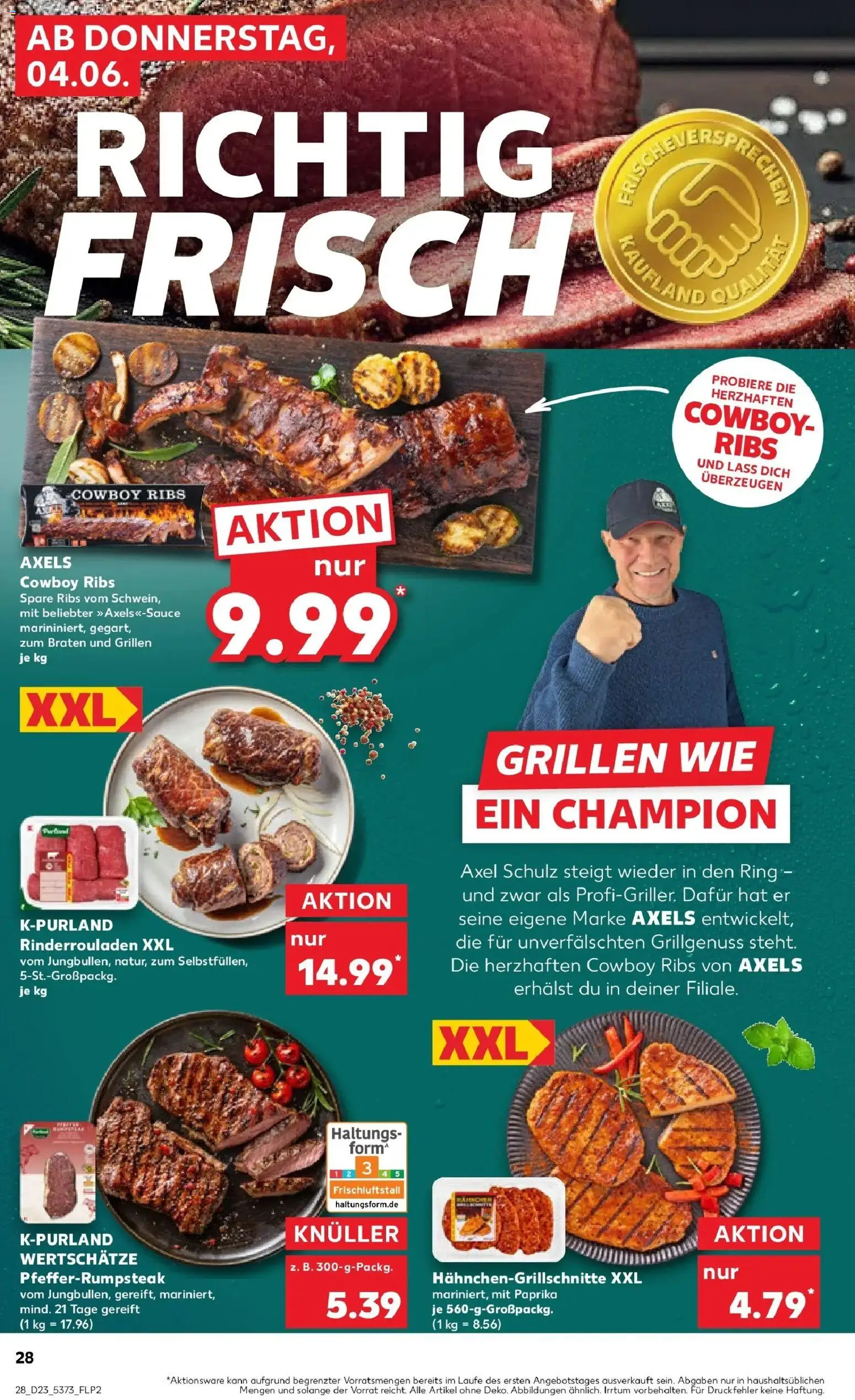 Kaufland Prospekt Northeim – gültig ab 04.06.2026 | Seite: 28 | Produkte: Rinderrouladen, Spare ribs, Paprika, Steak