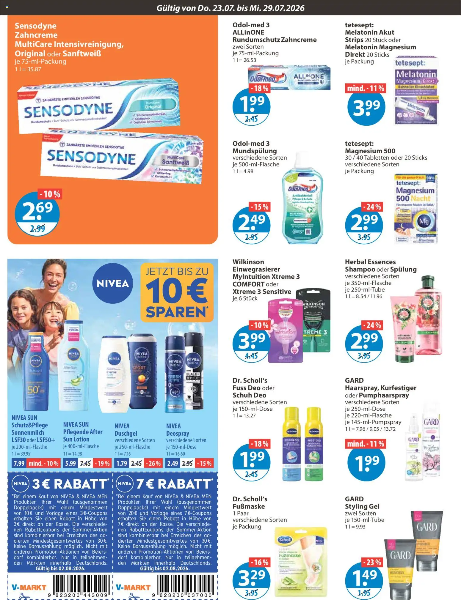 V-Markt Angebote – gültig ab 23.07.2026 | Seite: 10 | Produkte: Shampoo, Spülung, Deospray, Fußmaske