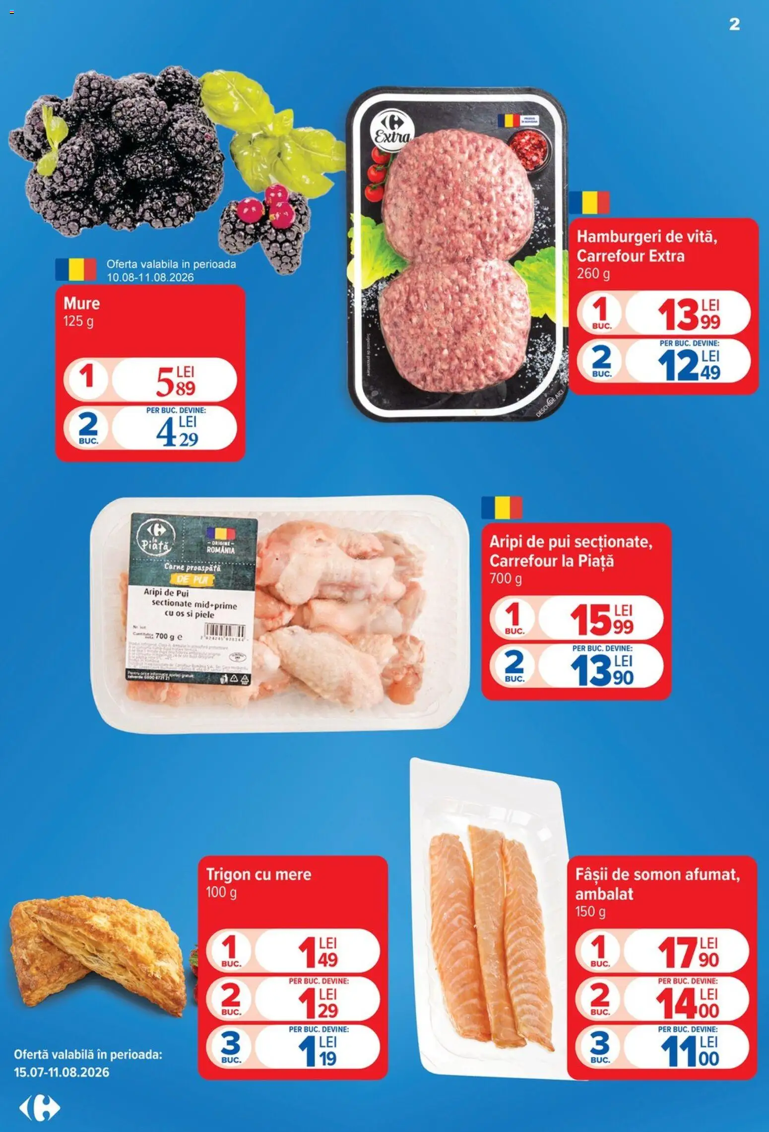 Noul catalog Carrefour – valabil de la 05.08.2026 | Pagină: 2 | Produse: Pui, Somon, Mere