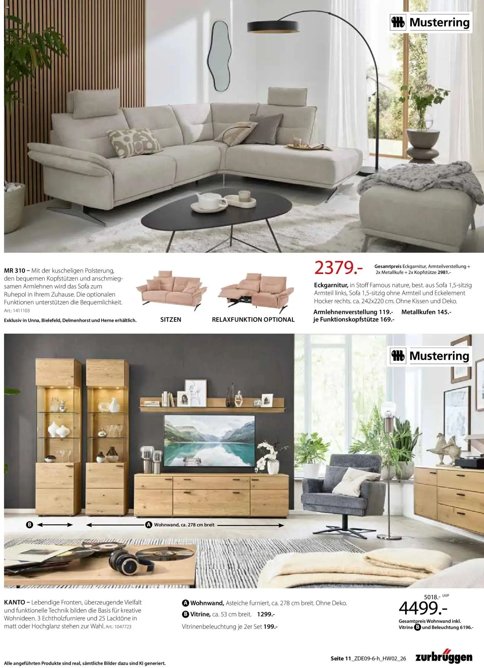 Zurbrüggen - Zurbrüggen: Ihr Einrichtungshaus der Extraklasse (ab 07.09.2026) zum Blättern | Seite: 21 | Produkte: Hocker, Wohnwand, Kissen, Sofa