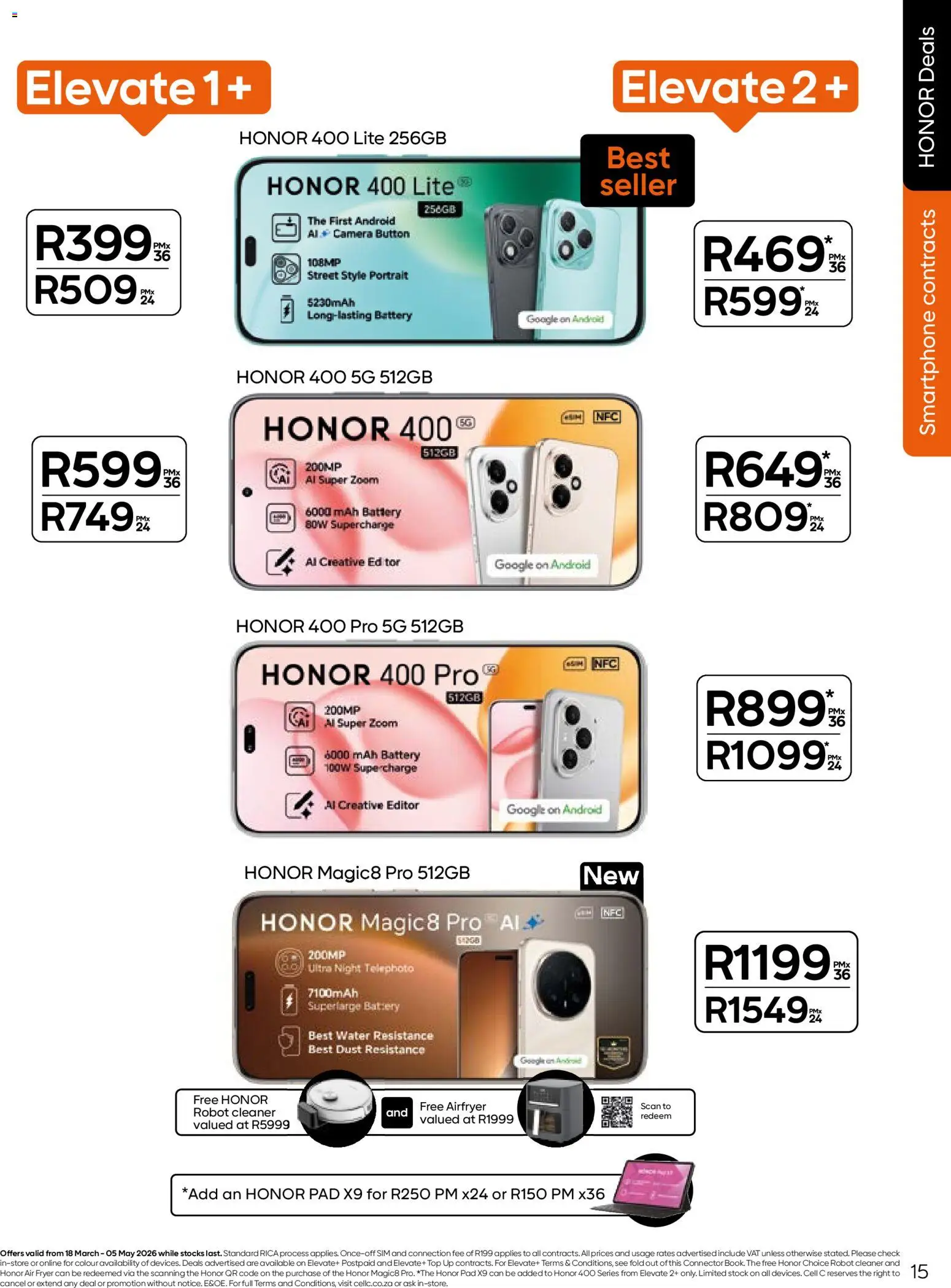 New Cell C catalogue – valid from 18.03.2026 | Page: 17 | Products: Camera, Connector, Battery, Water
