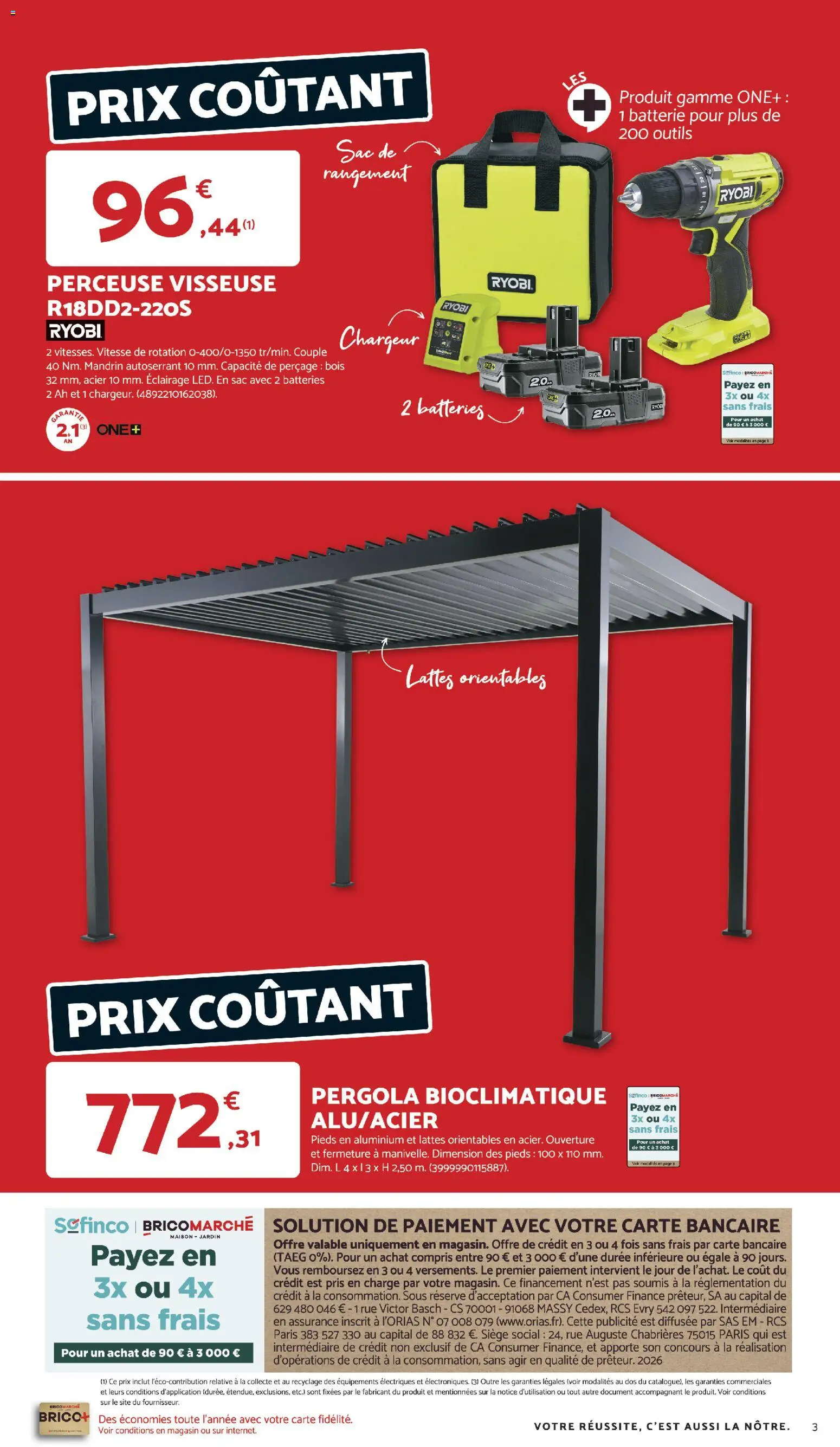 {H1} | Page: 3 | Produits: Sac, Perceuse Visseuse, Pergola, Batterie