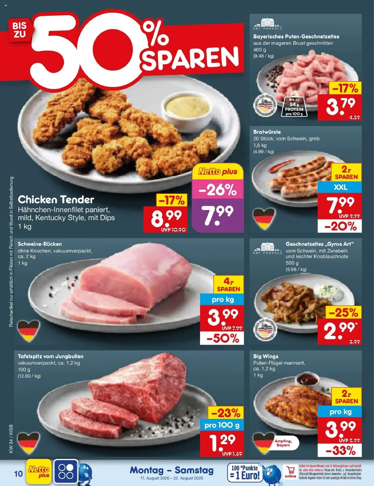 Netto Marken-Discount Prospekt Bad Friedrichshall – gültig ab 17.08.2026 | Seite: 12 | Produkte: Zwiebeln, Wurst, Schweinerucken, Fleisch