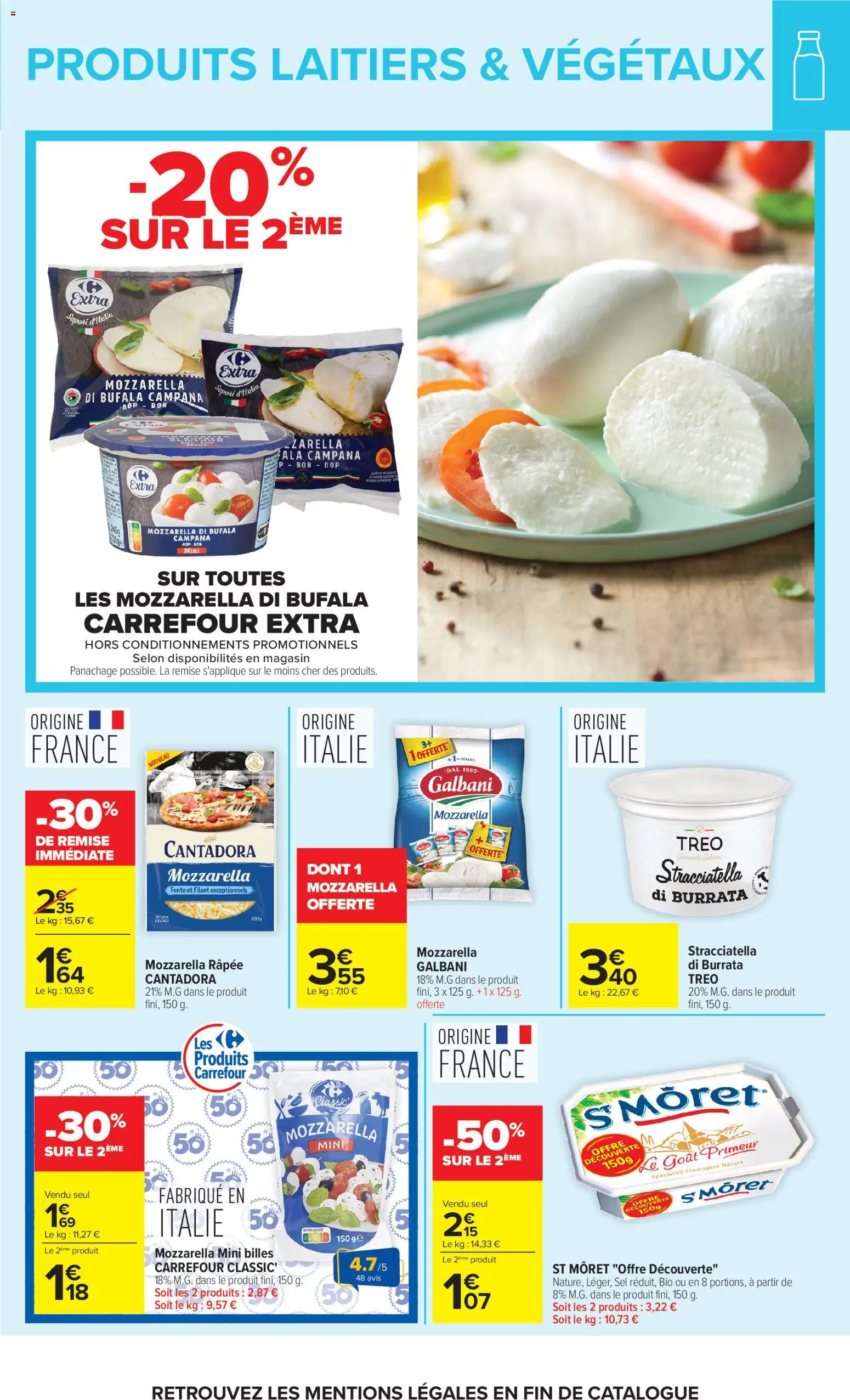 {H1} | Page: 13 | Produits: Mozzarella râpée, Mozzarella, Sel, Burrata