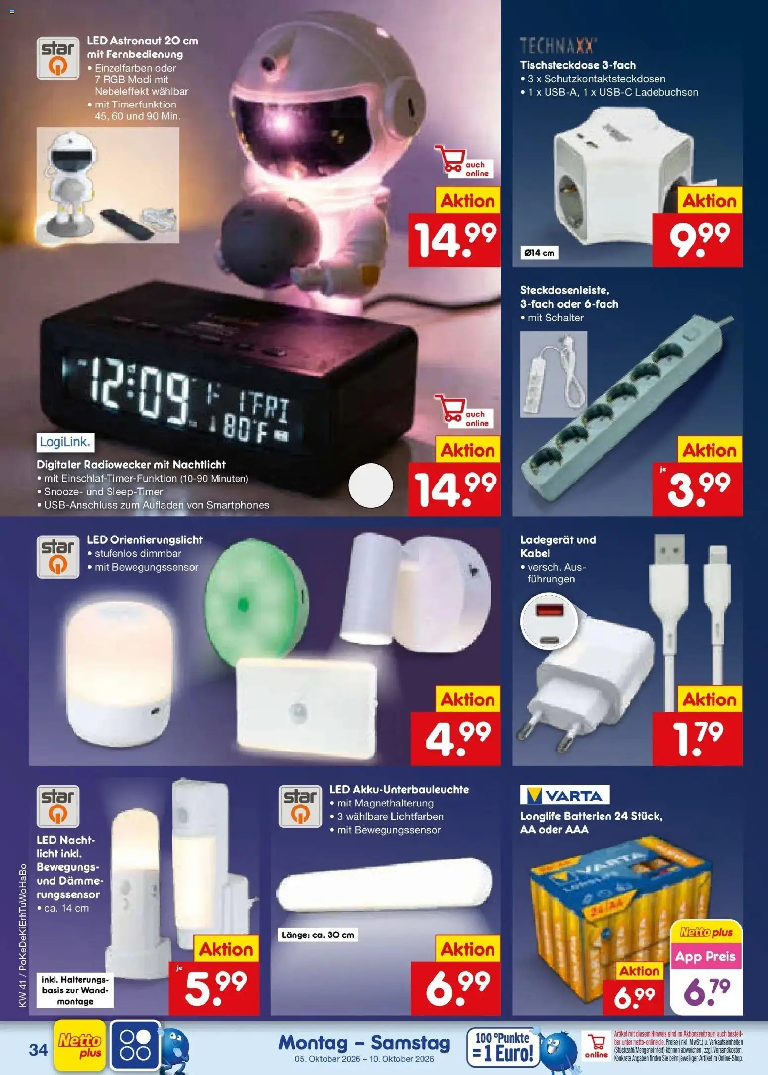Netto Marken-Discount Prospekt Stuttgart (ab 05.10.2026) » Angebote | Seite: 42 | Produkte: Kabel, Smartphones, Radiowecker, Ladegerät