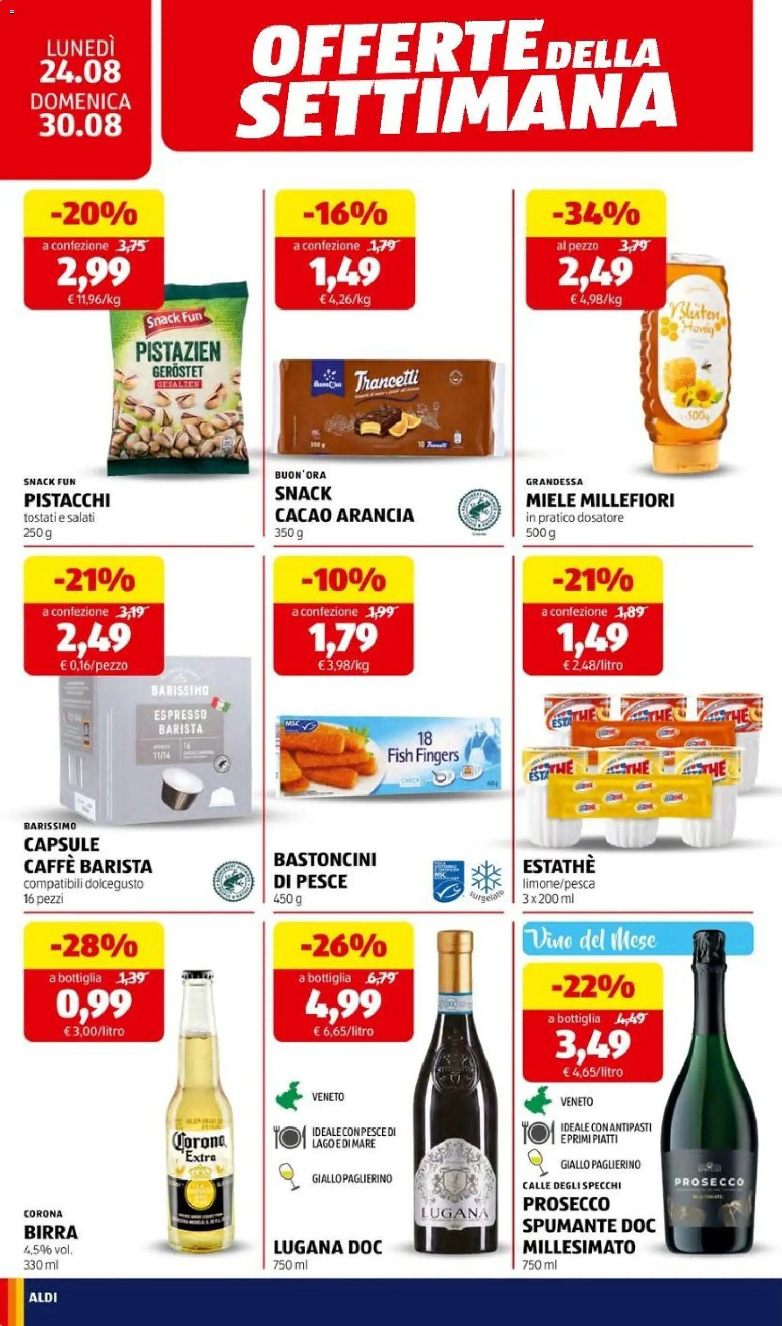 Volantino Aldi del 24/08/2026 | Pagina: 22 | Prodotti: Piatti, Vino, Arancia, Miele
