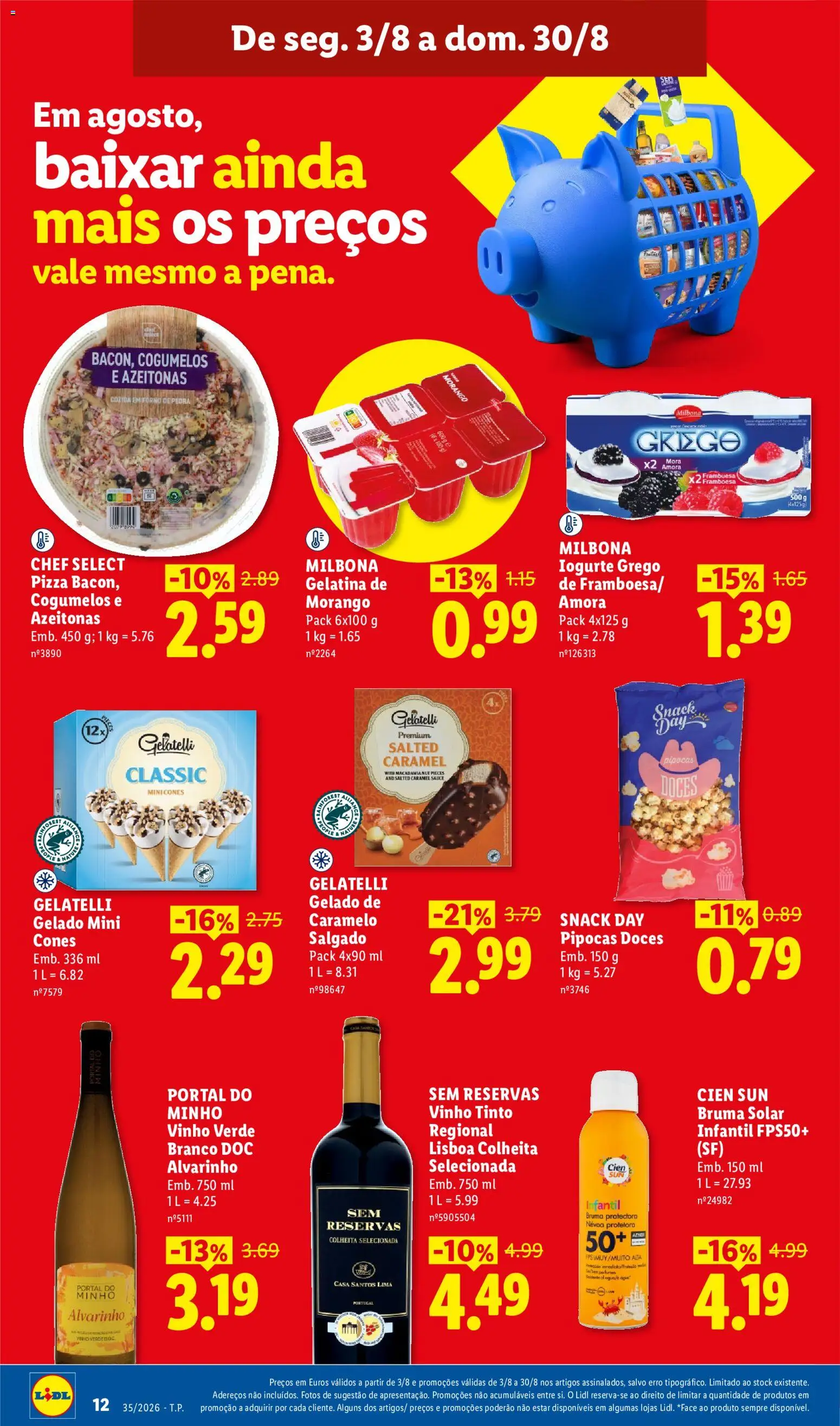 Lidl folheto │ válido de 24/08/2026 | Página: 12 | Produtos: Gelado, Iogurte, Iogurte grego, Vinho tinto