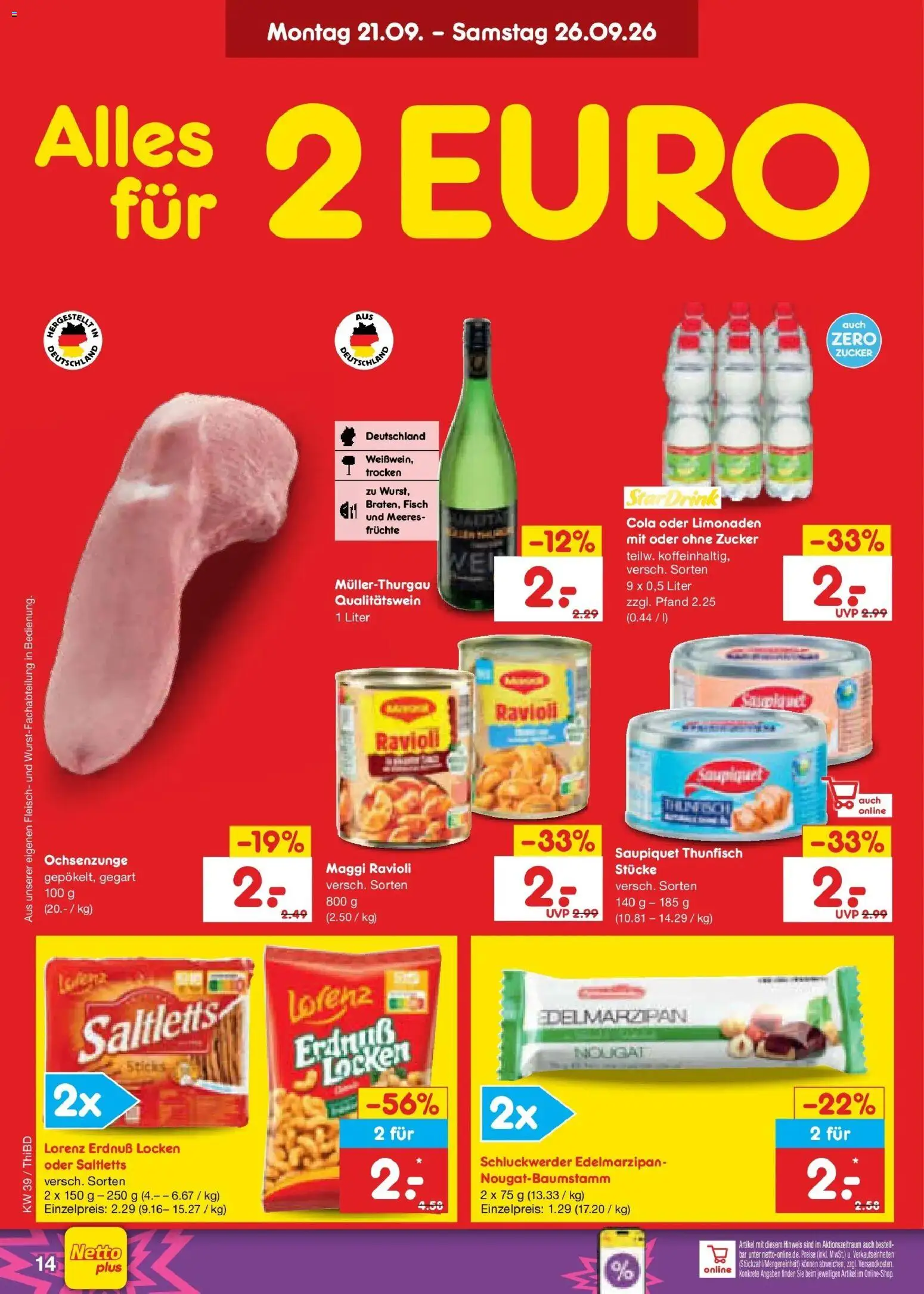 Netto Marken-Discount Prospekt Thiendorf – gültig ab 21.09.2026 | Seite: 22 | Produkte: Cola, Thunfisch, Fisch, Fleisch