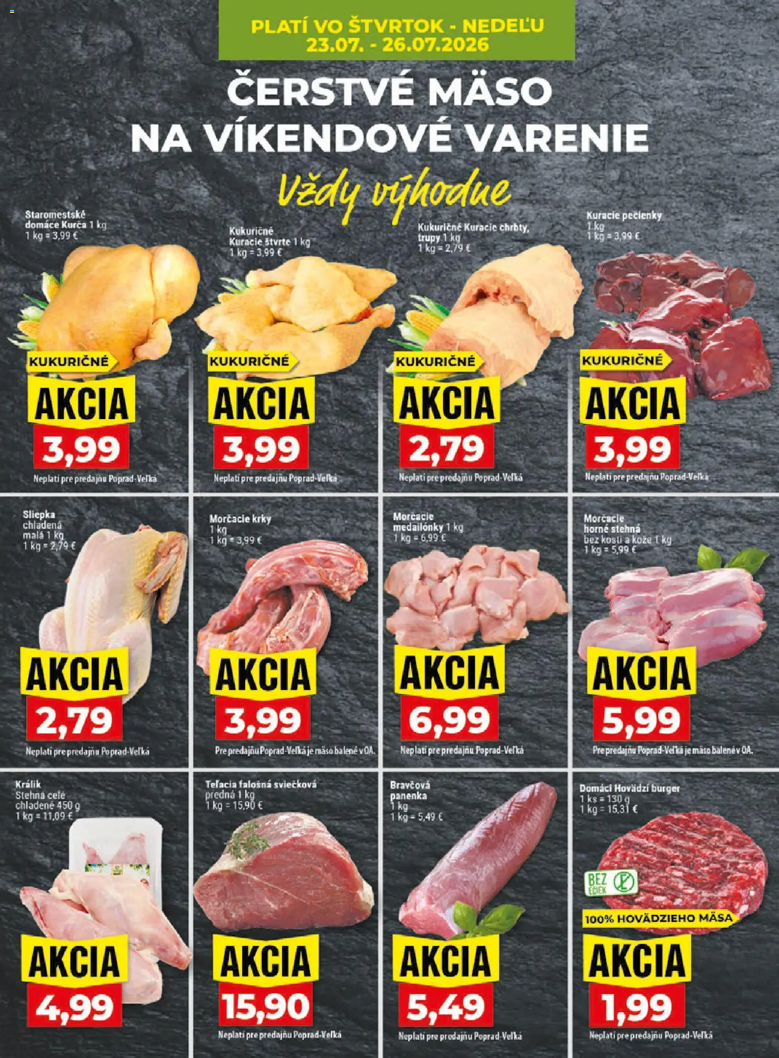 Nové Klas akcie – leták je platný od 20.07.2026 | Strana: 28 | Produkty: Falošná sviečková, Mäso, Kurča, Stehná