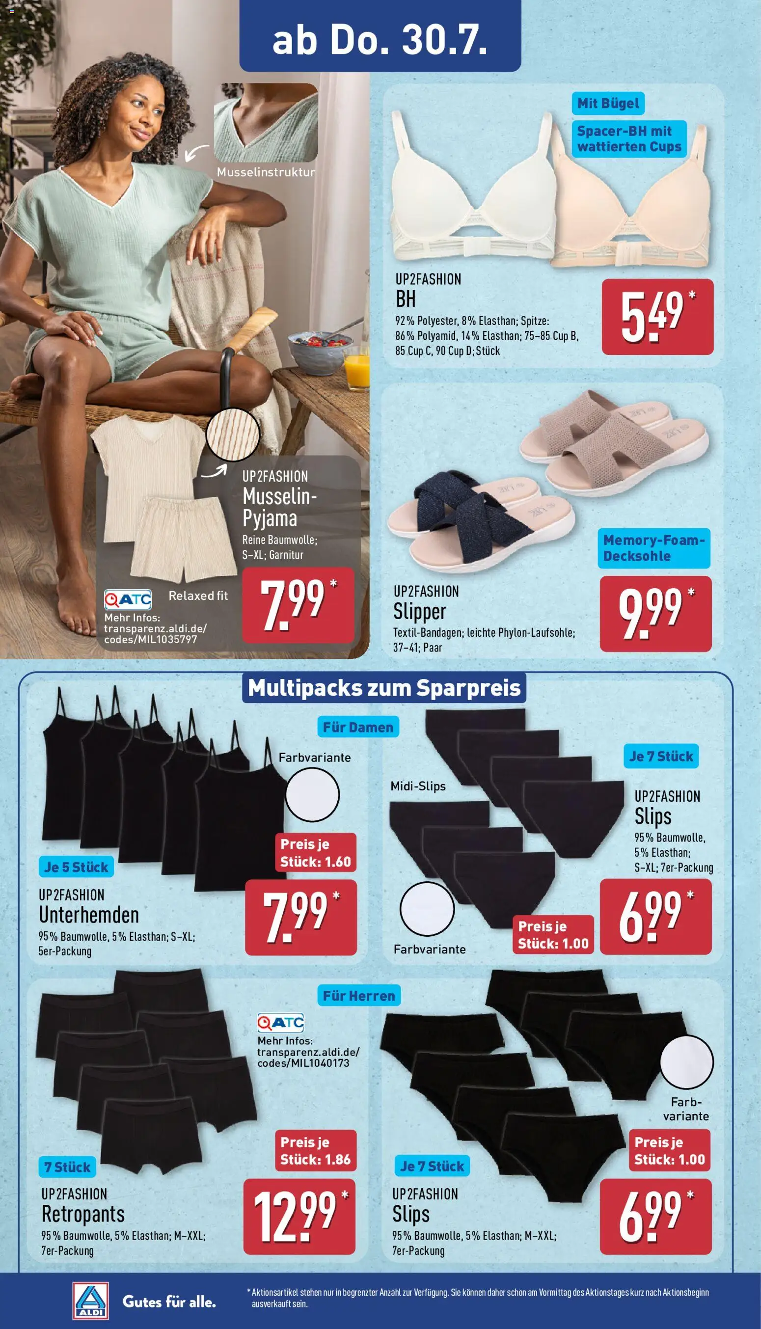 Aldi Prospekt – gültig ab 27.07.2026 | Seite: 24 | Produkte: Up2fashion, BH, Pyjama, Boxer