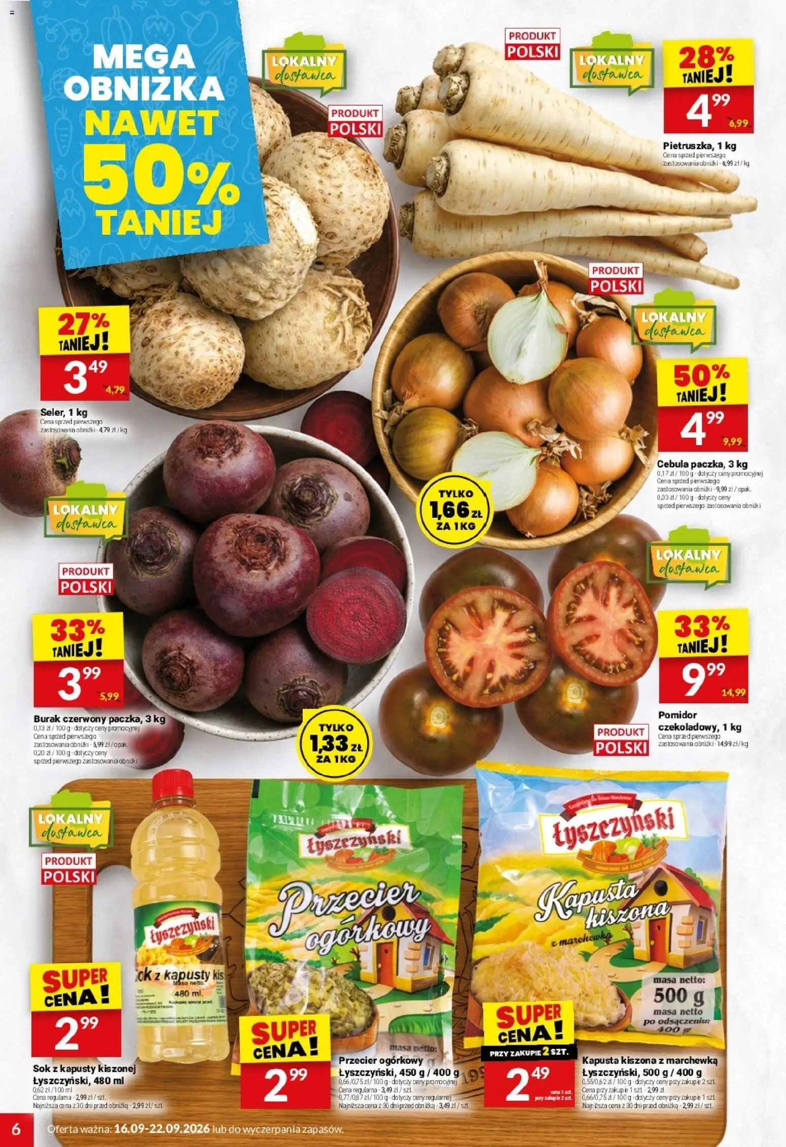 Twój Market gazetka od 16.09.2026 | Strona: 6 | Produkty: Burak, Pomidor, Sok, Marchewka