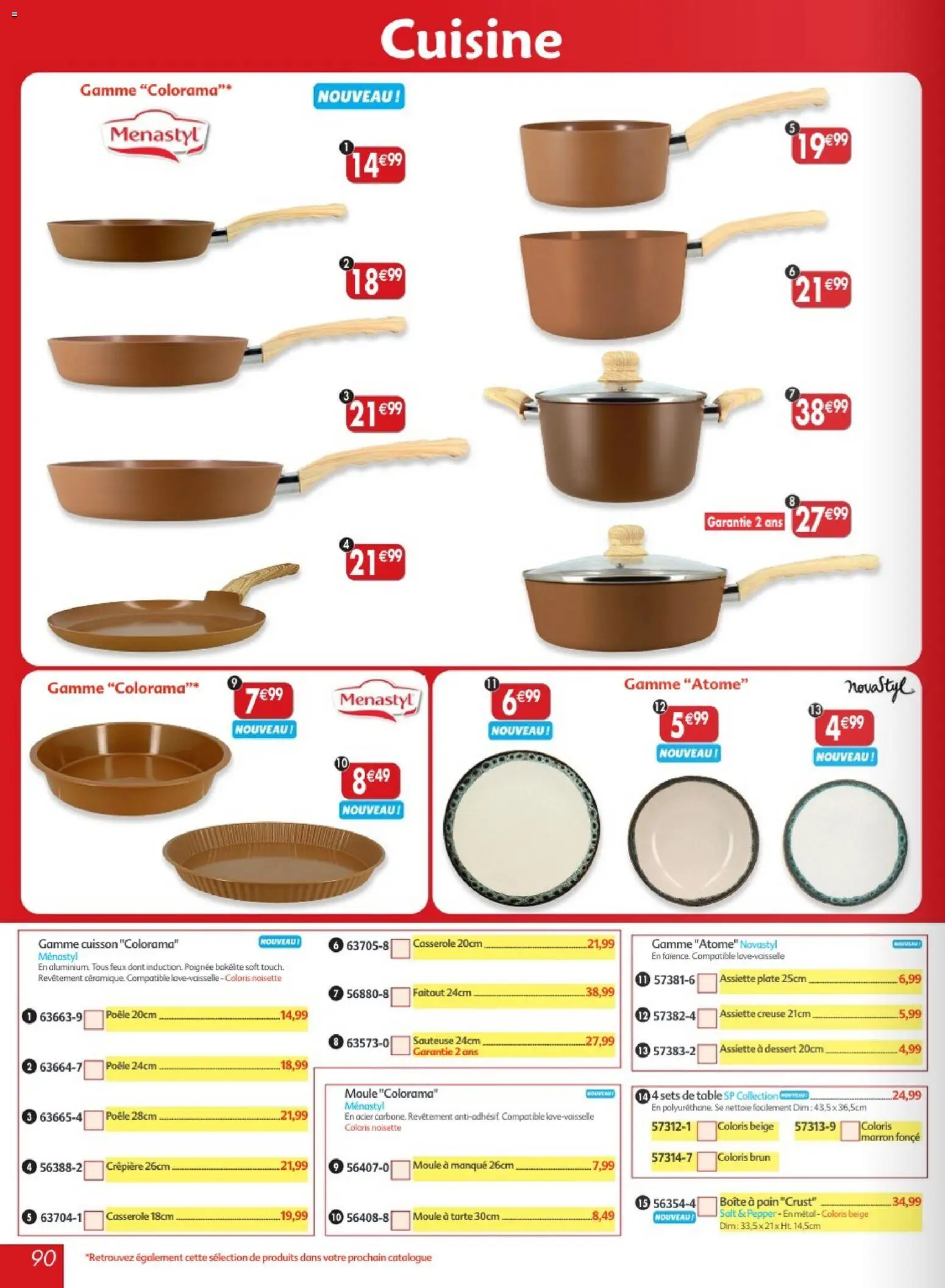 {H1} | Page: 90 | Produits: Faitout, Boite a pain, Crêpière, Table