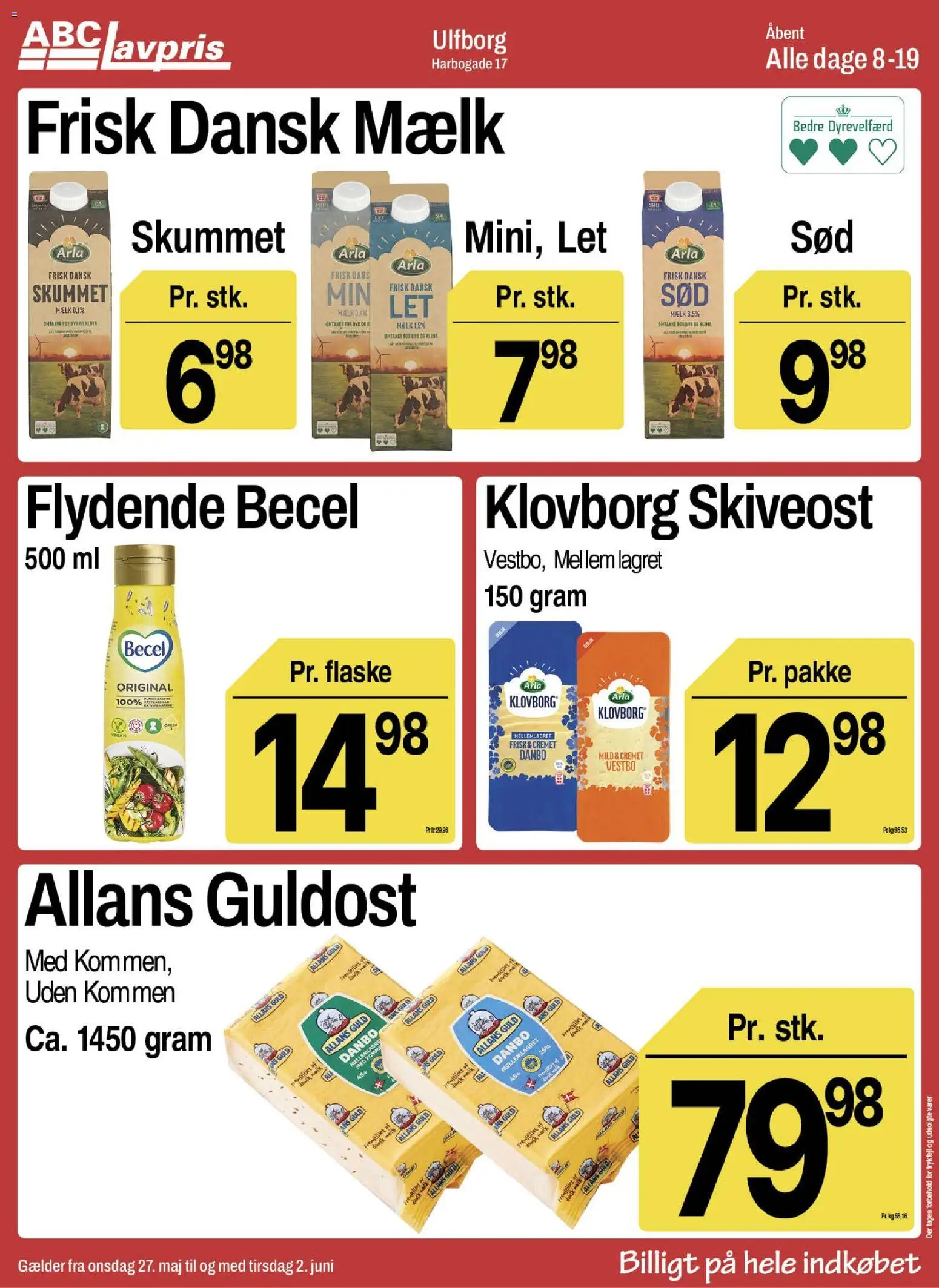 Abc Lavpris tilbudsavis – gyldig fra 27.05.2026 | Side: 3 | Produkter: Mælk, Skiveost