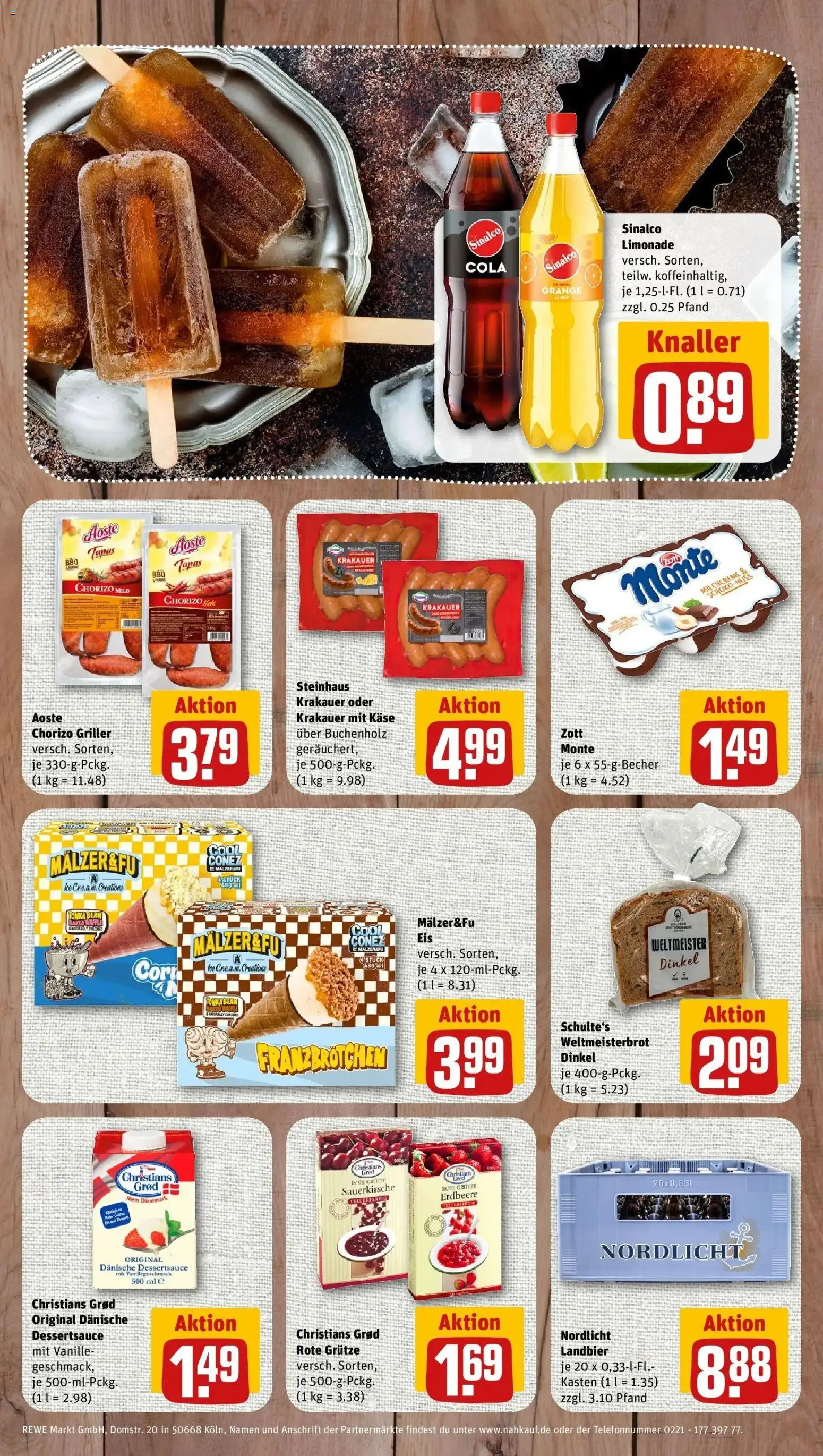 REWE Prospekt ab 10.08.2026 zum Blättern » Angebote | Seite: 8 | Produkte: Sinalco, Käse, Limonade, Griller