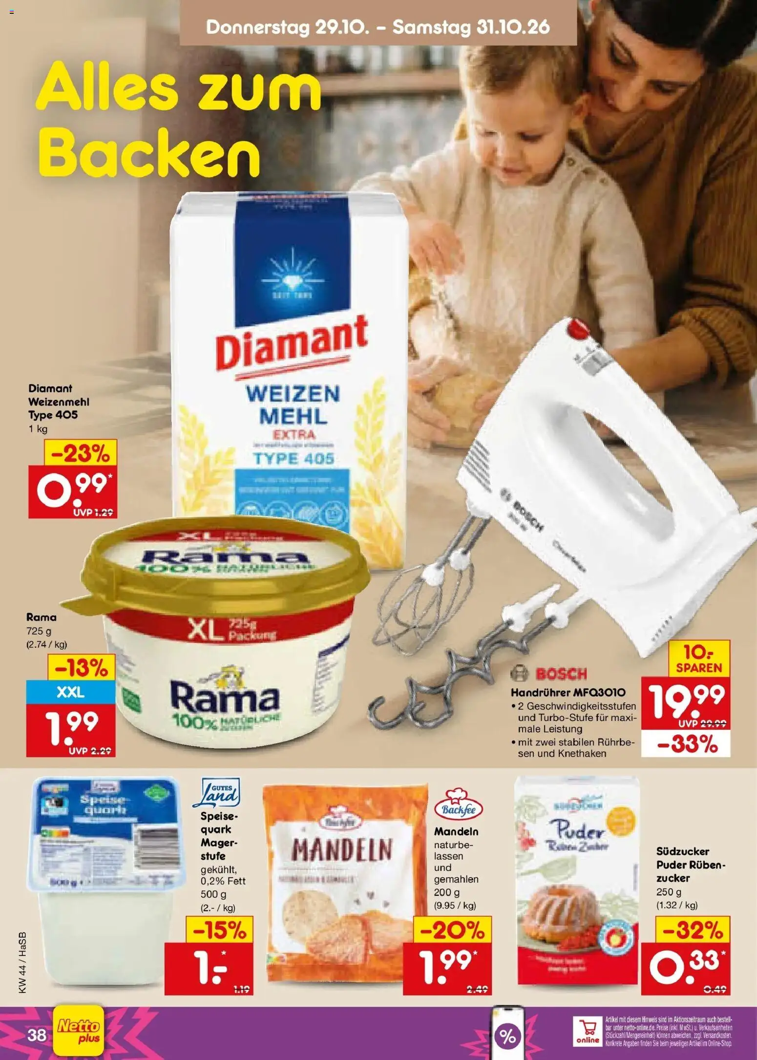 Netto Marken-Discount Prospekt Unna – gültig ab 26.10.2026 | Seite: 52 | Produkte: Rama, Quark, Weizenmehl, Mandeln